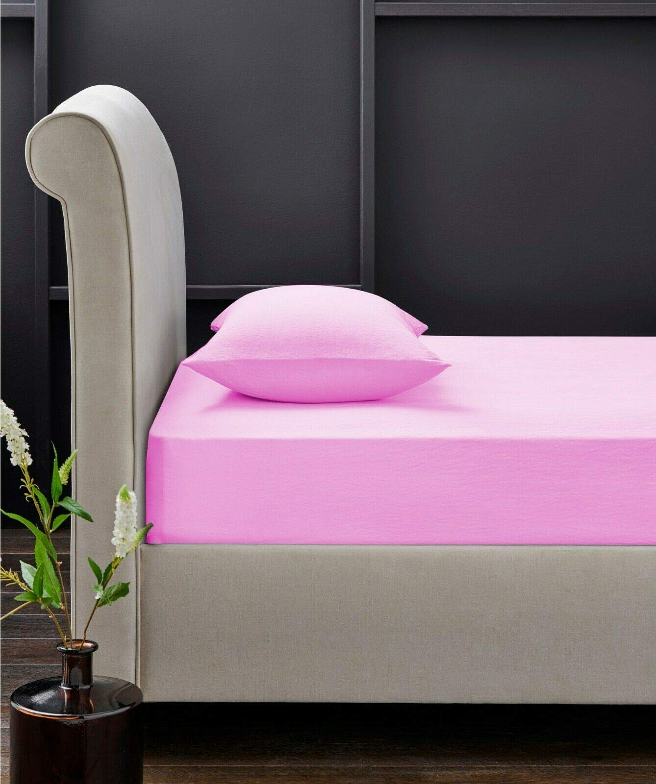In Dreams Pink Flannelette Fitted Sheet 100% Brushed Cotton 3'6" X 6'6" 107Cm X 200Cm Bed (, 10" Mattress)