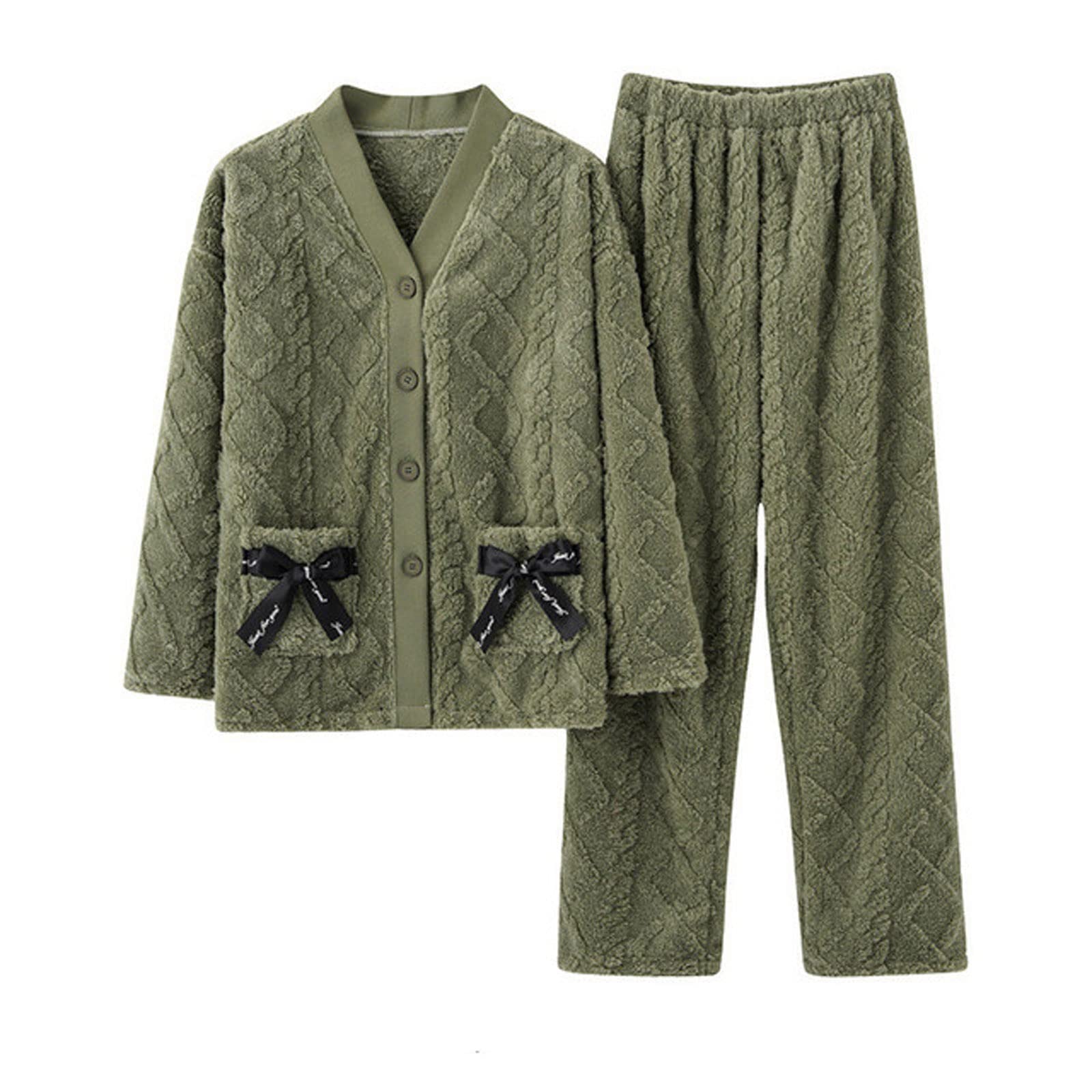 Zestaw piżam damskich Miękka bielizna nocna Pjs Flanelowa ocieplana piżama damska zimowa piżama zestaw bielizna nocna damska odzież domowa na co dzień PJ Set Loungewear Bielizna nocna (Color : C, Si