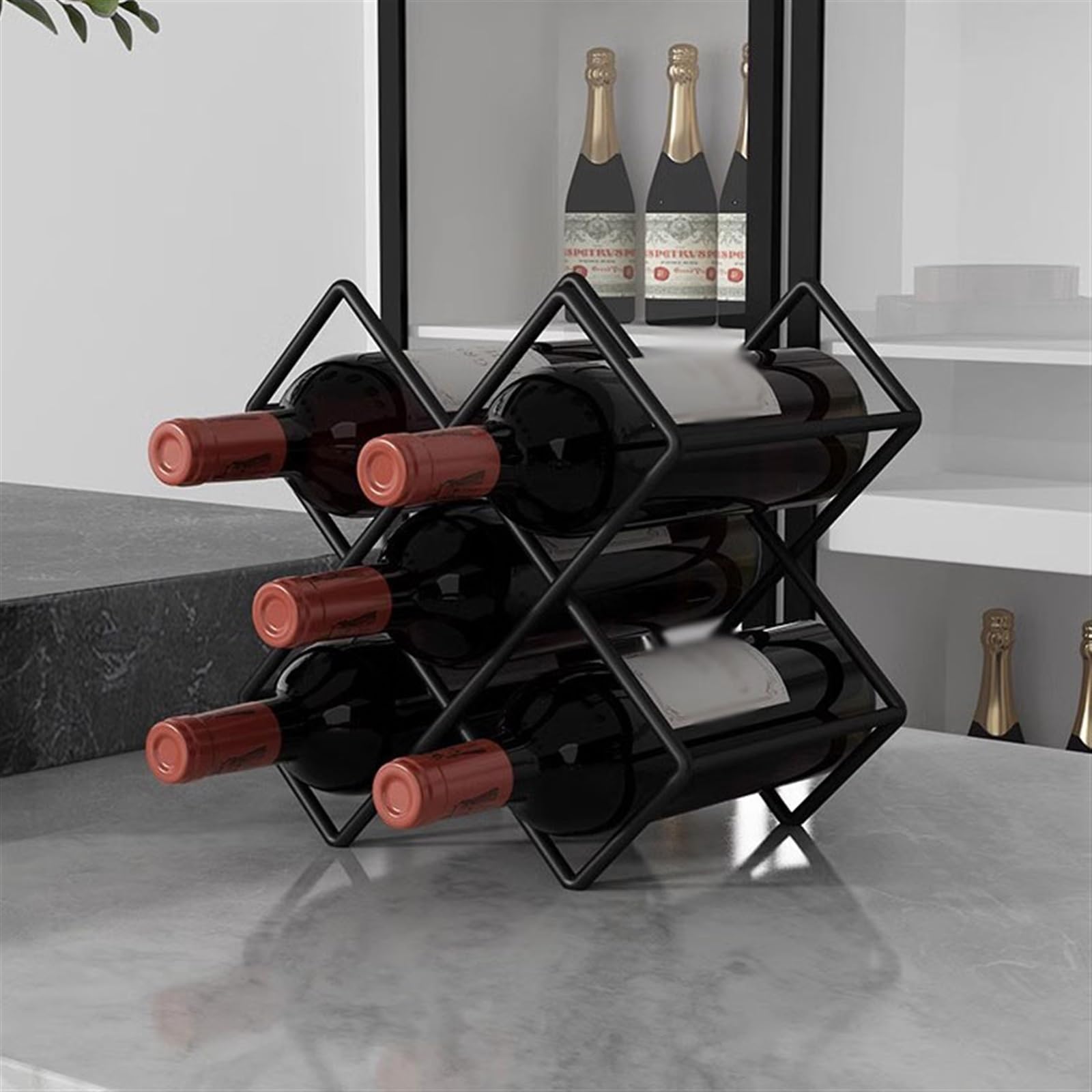 Soporte de vino para almacenamiento de vino Estante for vino colgante estante for vino de lujo en forma de diamante estante de celosía for vino creativo estantes de almacenamiento de vino for el hogar