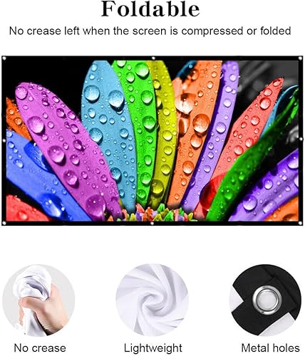 Miniatura 2 de Sovboi Pantalla de proyección, pantalla de proyector de video 169 de 100 pulgadas, plegable, antiarrugas, pantallas de películas de proyector