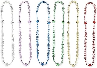 Sparkle and Bash 24 Pack Happy Birthday Necklace, Rainbow Bead Party Supplies