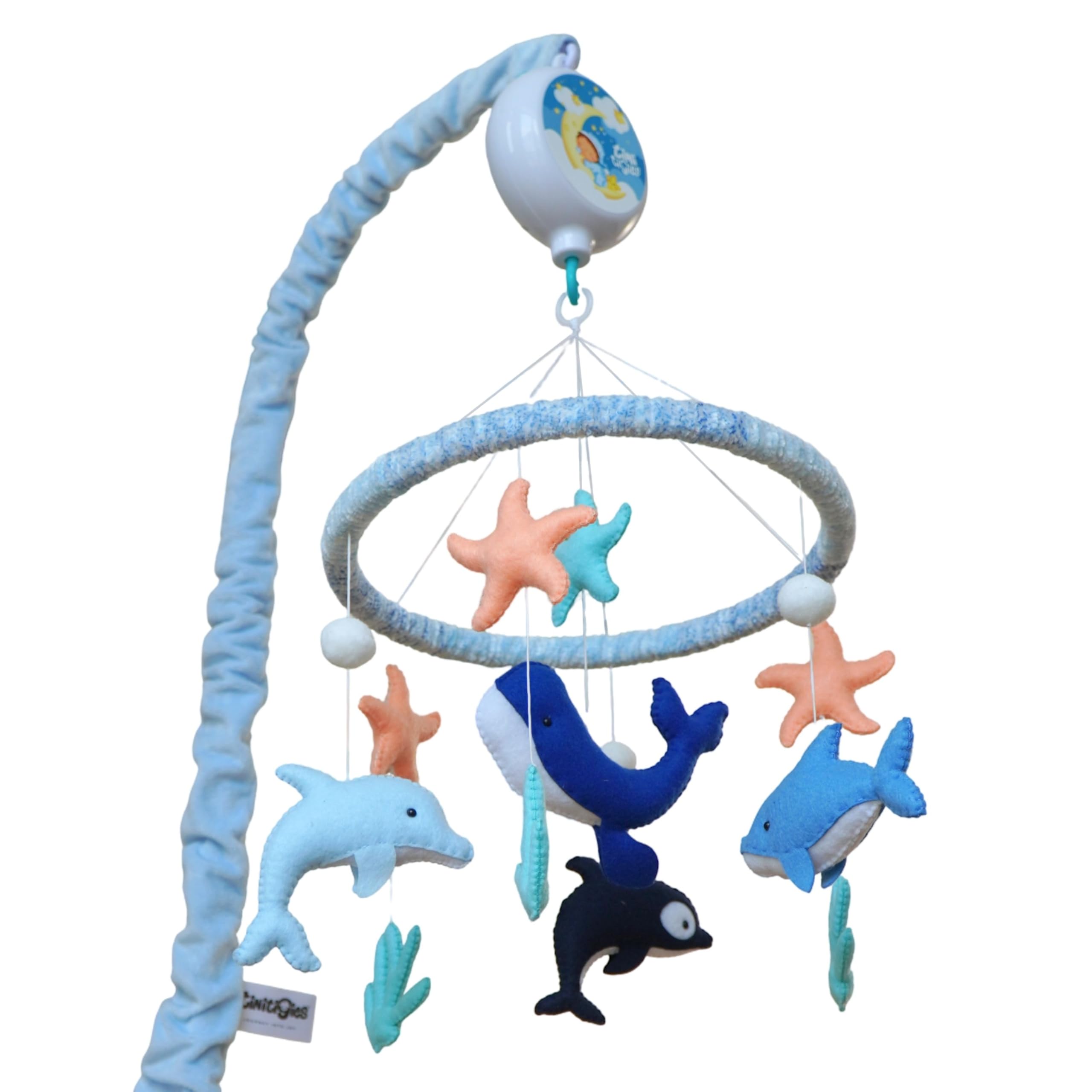 Giostrina per culla, motivo: creature marine, per bambini e bambine, con 12 ninne nanne, decorazione regalo per la cameretta dei bambini