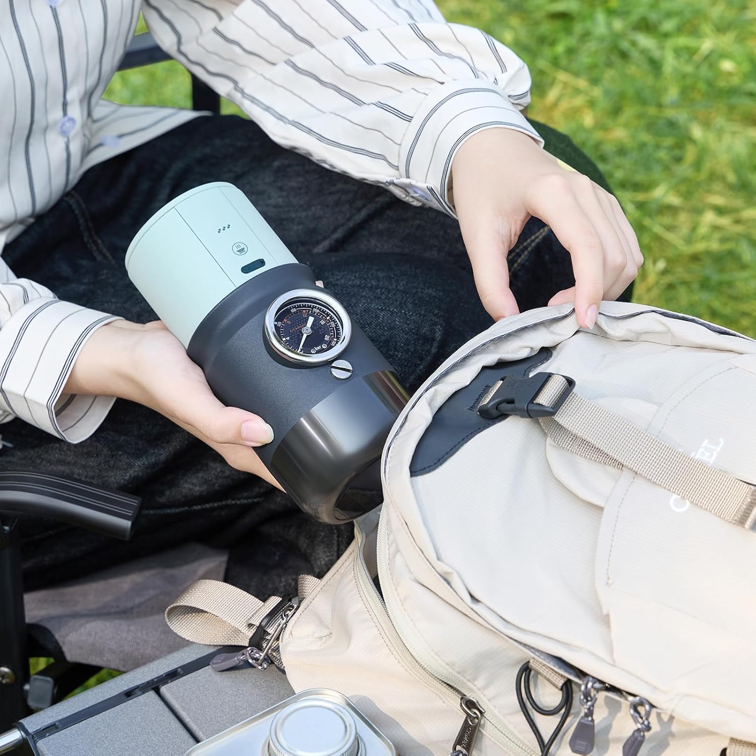 STARSEEKER Super58 Portable Espresso Machine, 18-20g Adjustable Pressure, USB-C Car Coffee Maker for Camping, RV, Hiking & Office, w/Folding Bracket & Carry Bag (black)