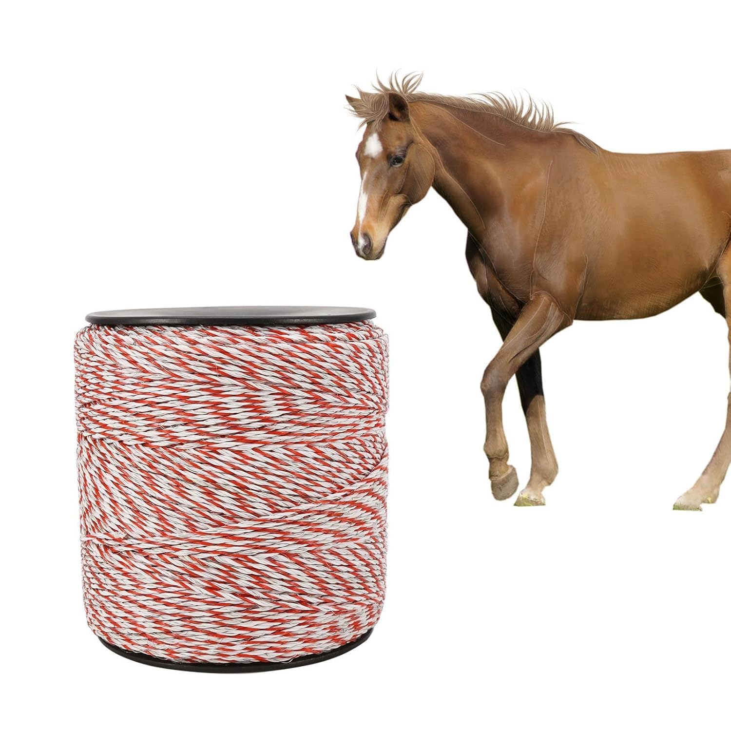 Alambre de valla eléctrica de 9 hebras para ganado de 500 m 1640 pies, nailon y acero inoxidable, grosor M, ReliabConductivi para granja, jardín, gatos y caballos