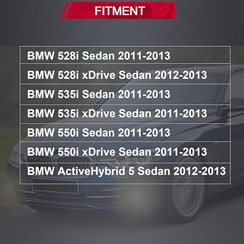 Miniatura 2 de Faros antiniebla compatibles con BMW 528i 535i 550i xDrive Sedan, ActiveHybrid 2011 2012 2013 5 Sedan F10 F11 5 Series 1 par de lámparas antiniebla