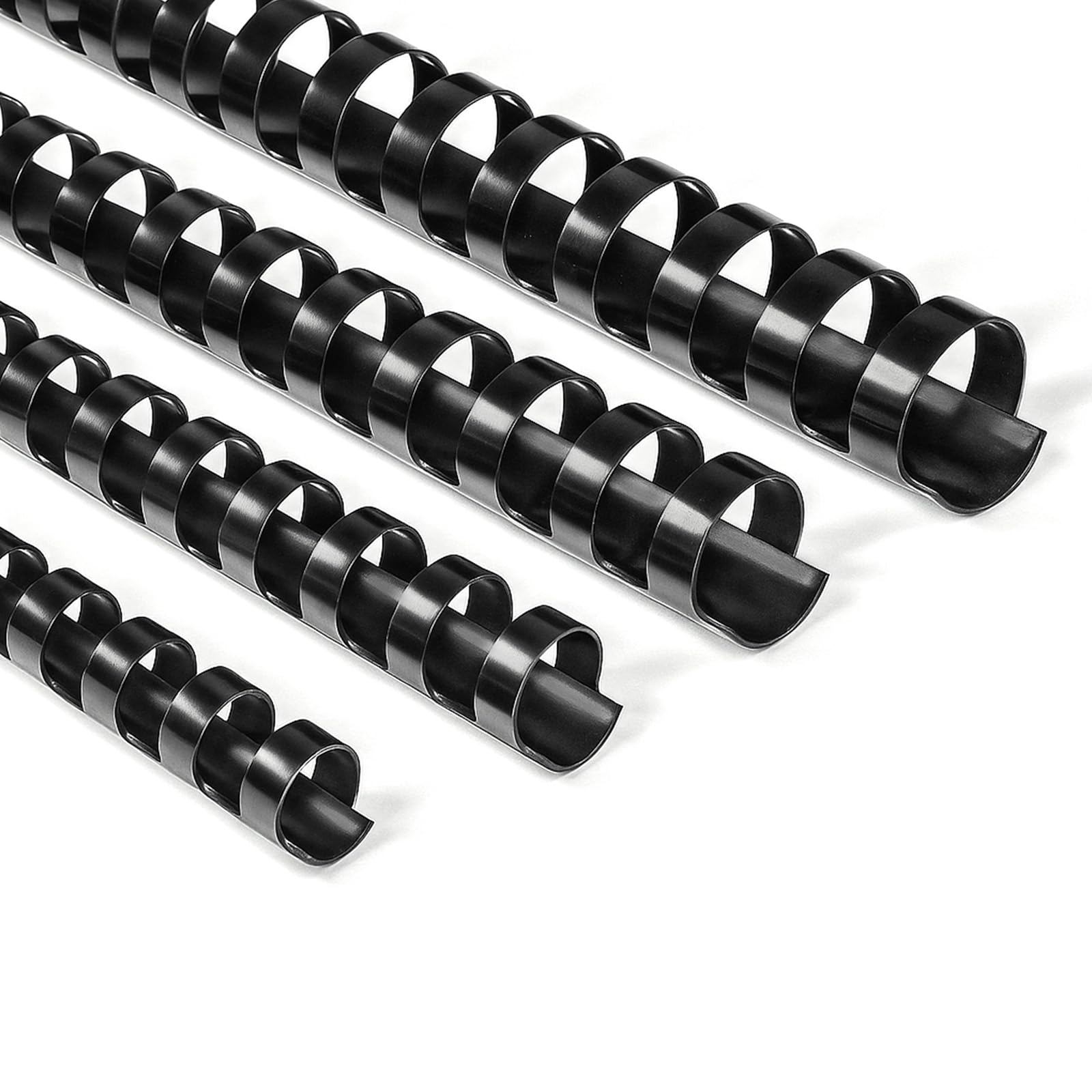 Peignes de Reliure, Tailles Assorties, 145 à 200 Feuilles, 18 mm 20 mm 22 mm 25 mm, 21 Anneaux, Noir, Lot de 40