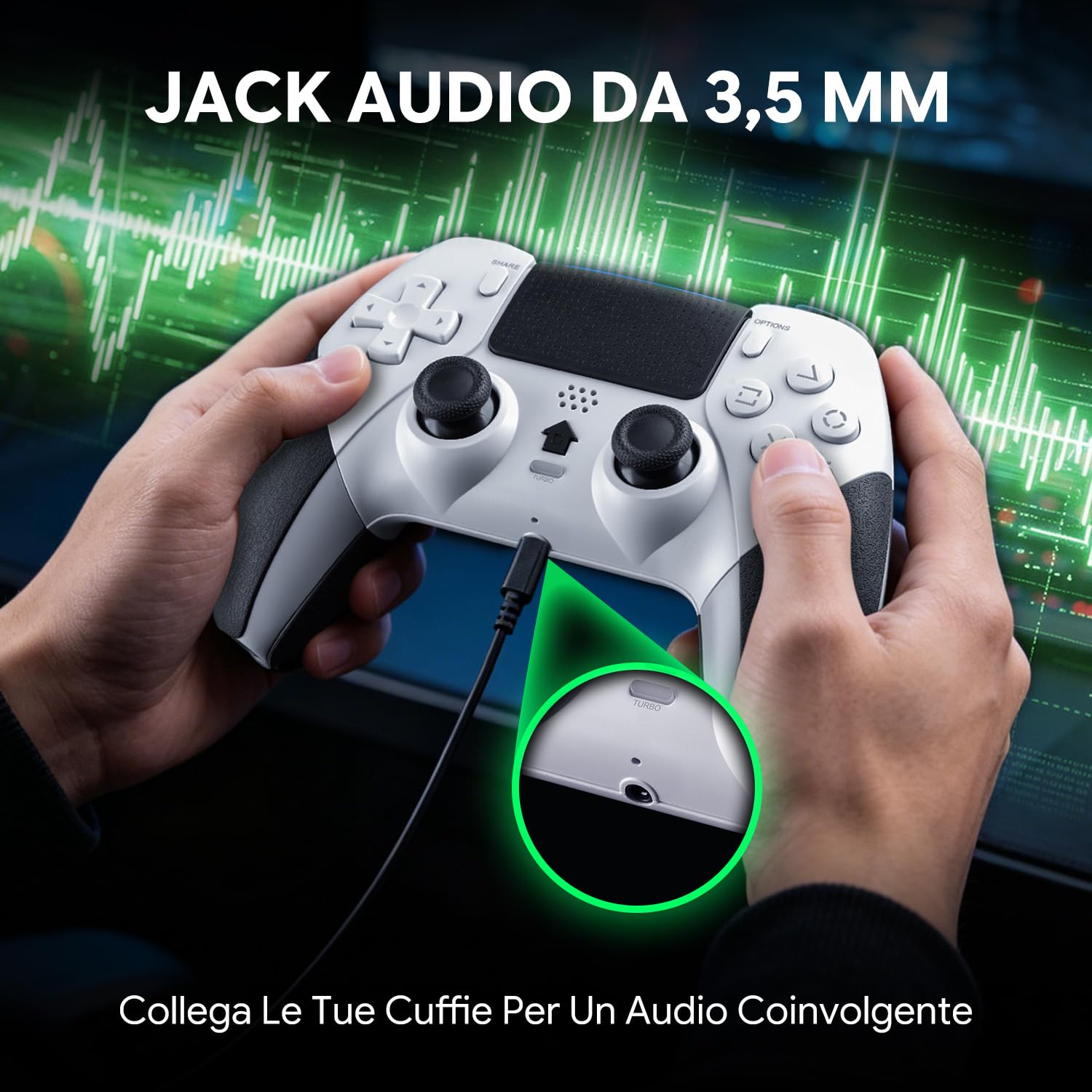 NITHO EVOLUTION Controller Wireless Compatibile con PS5, PC iOS e Android, Gamepad con Joystick Effetto Hall, Touchpad, Turbo, Macro, Vibrazione Doppia, Sensore Movimento 6 Assi e Jack Audio 3.5 mm