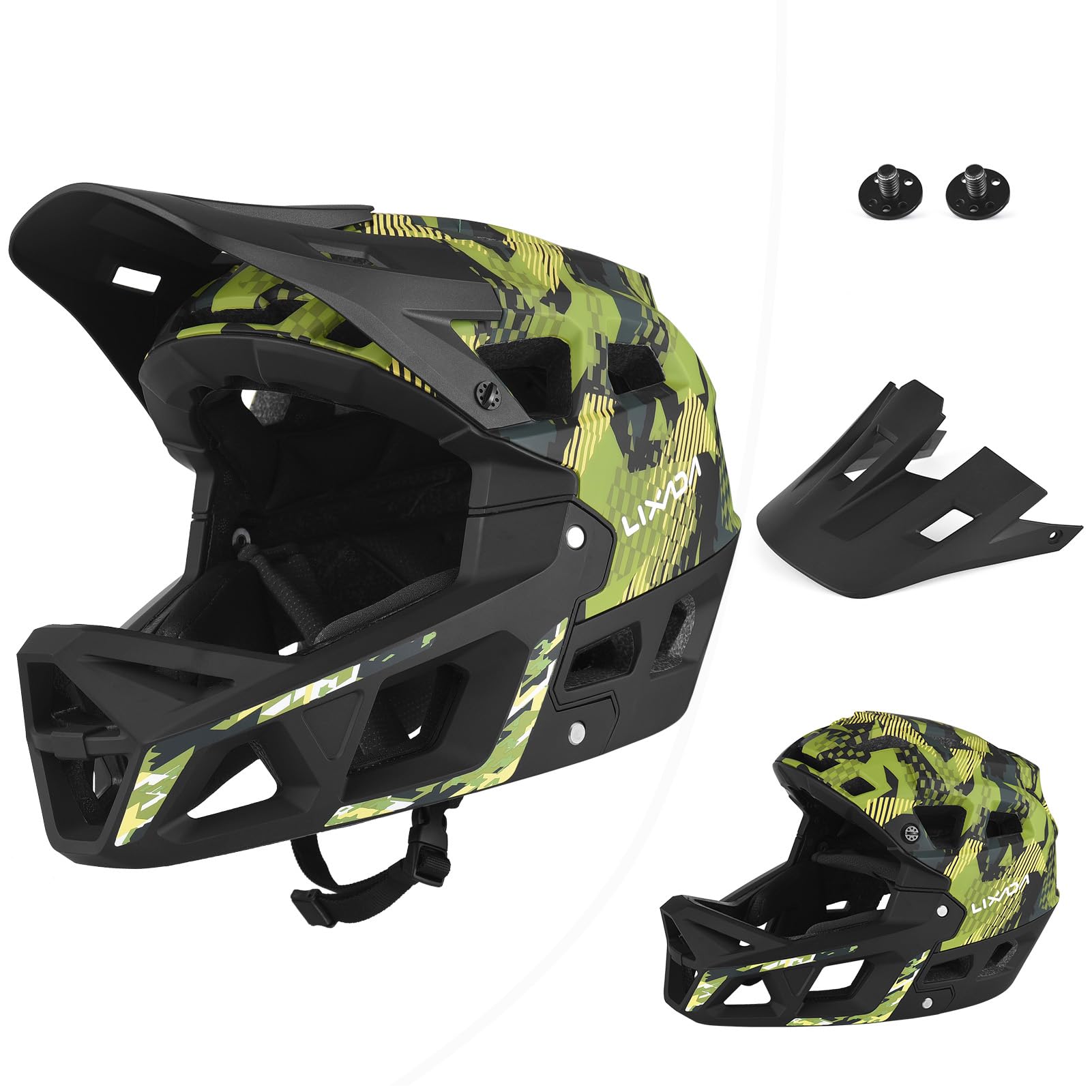 Lixada Casco integral de bicicleta de montaña para adultos, casco de bicicleta de montaña para adultos, para hombre y mujer, circunferencia de la cabeza de 55-58 cm/59-61 cm, casco de bicicleta