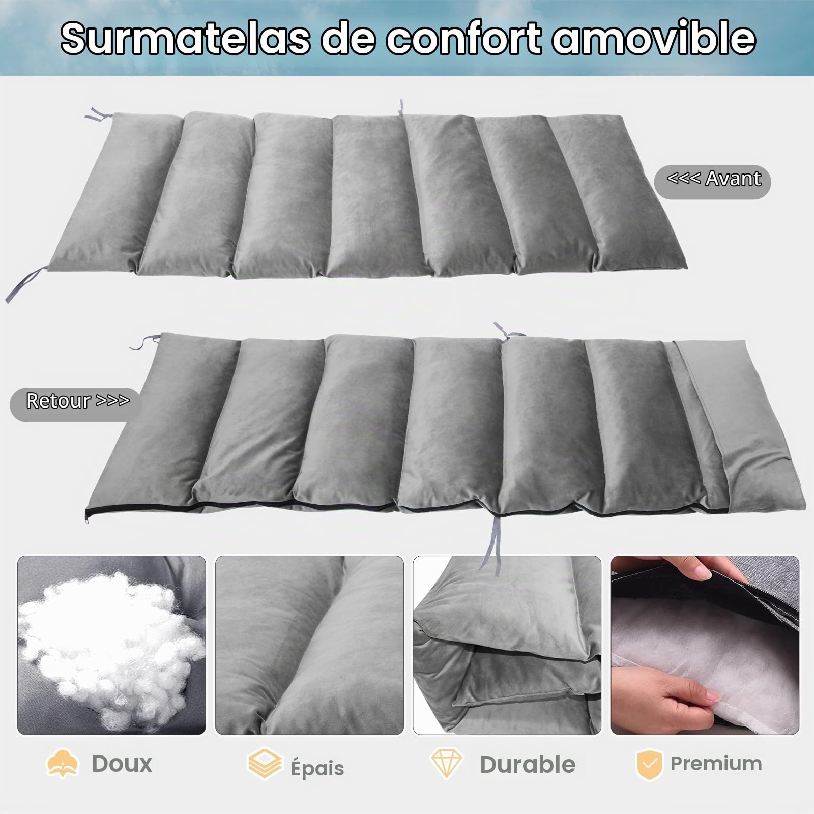 MOPHOTO Zero Gravity Chaise inclinable Pliante avec Coussinet et Poche latérale, Charge de 200 kg, Parfaite pour la Sieste, Le Salon, Le Balcon, Le Jardin, la terrasse（Gris Clair）