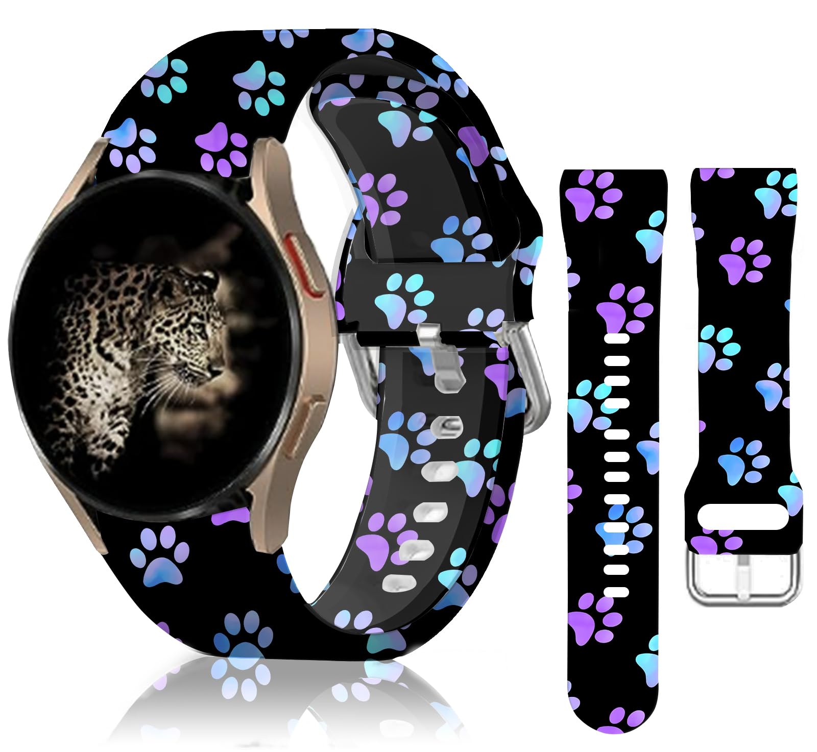 20mm Silicone Sport Bands Compatible for Galaxy Watch 6/Watch 5/Galaxy Watch 4 40mm 44mm/Classic 42mm 46mm/Watch 3 41mm, Active 2 Watch Bands,Cute Replacement Strap for Women Men(Purple Galaxy Dog