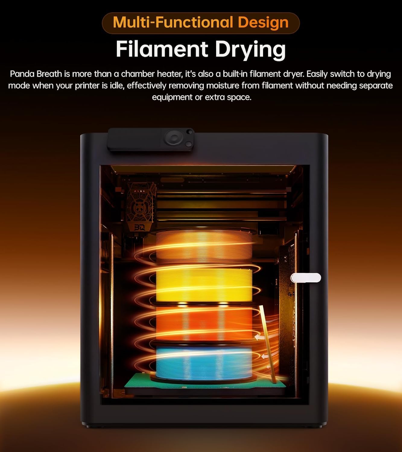 BIQU Panda Breath Smart Chamber ogrzewanie i filtry do suszenia filamentu do drukarek 3D modeli Bambu-Lab P1P, P1S, X1C, A1, Snapmaker U1, Voron2.4, Trident i VZBot Klipper