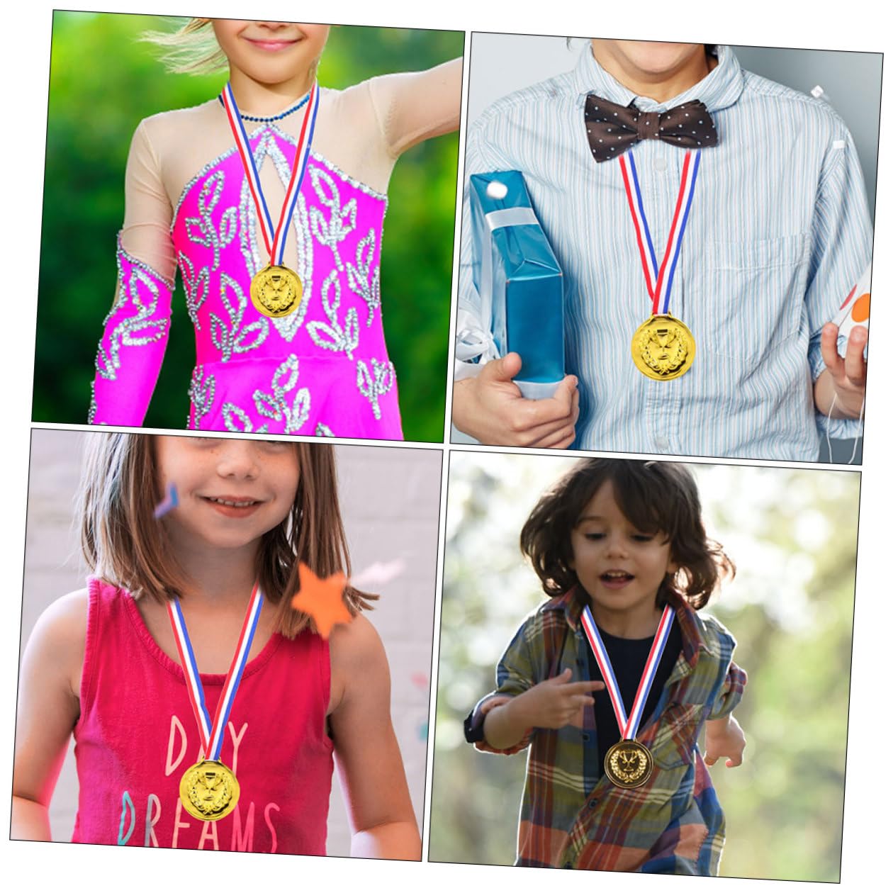 50 Medaglie Premio in Metallo Dorato per Bambini con Nastro al Collo, Lega di Zinco, per Competizioni e Eventi Sportivi