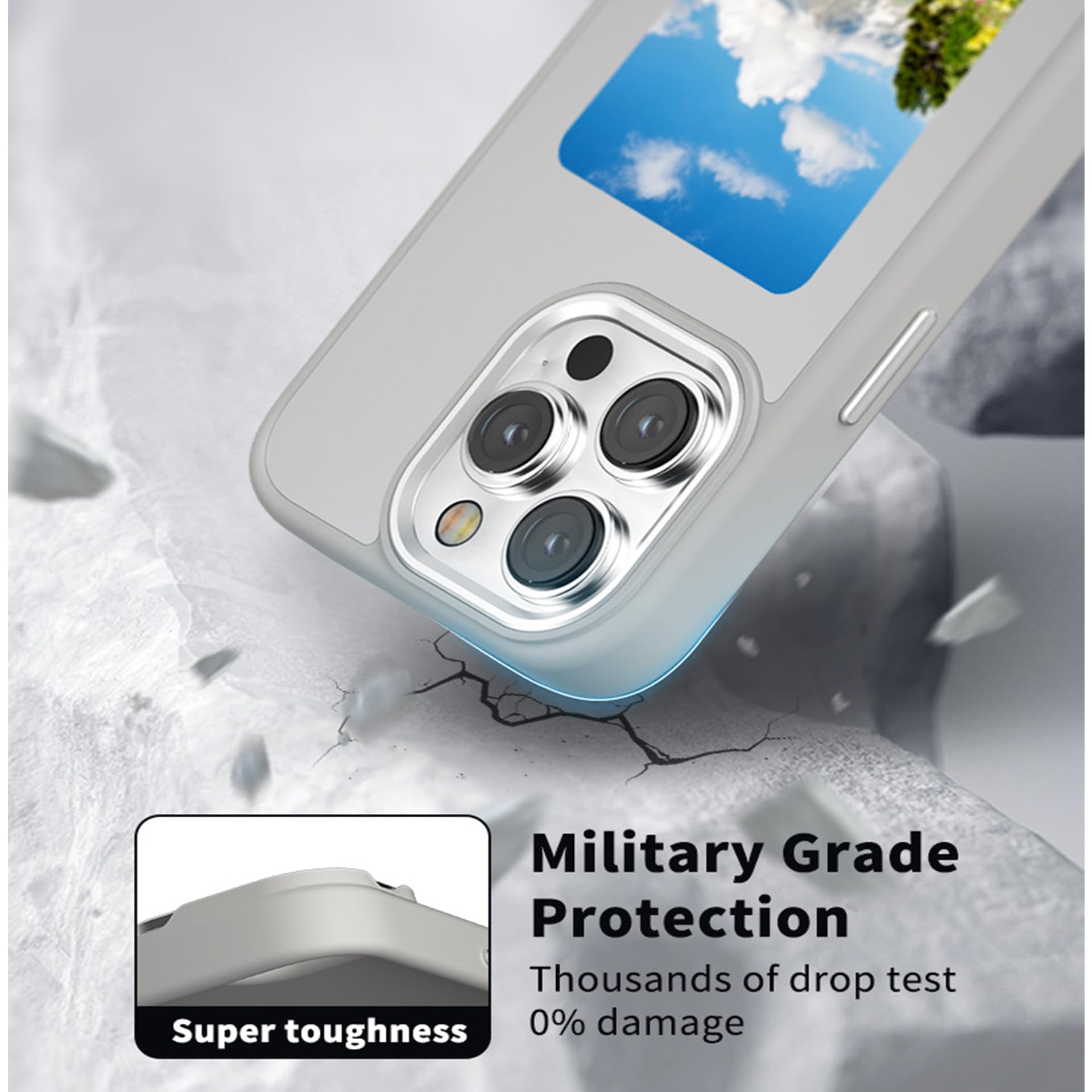 QSM E-Ink - Custodia per iPhone 15, con proiezione fotografica intelligente, personalizzata, per visualizzare istantaneamente le foto sullo schermo dell'inchiostro, cover posteriore per personalizzare