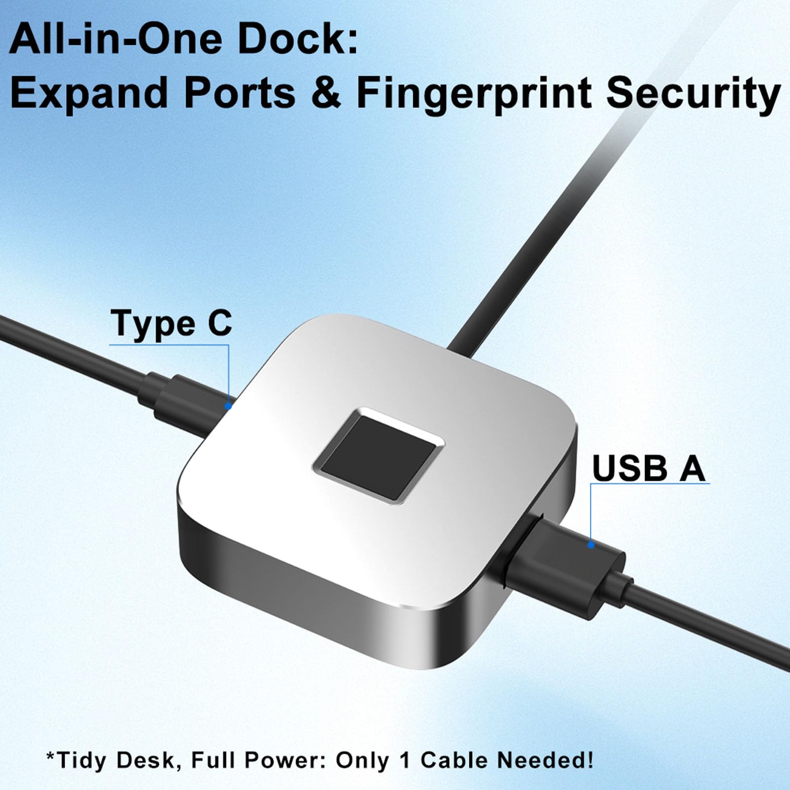 Fockety Lector de Huellas Dactilares USB, Escáner Biométrico Portátil de Huellas Dactilares, Llave de Seguridad de Coincidencia Rápida Táctil de 360 ​​Grados para Computadoras (Silver)