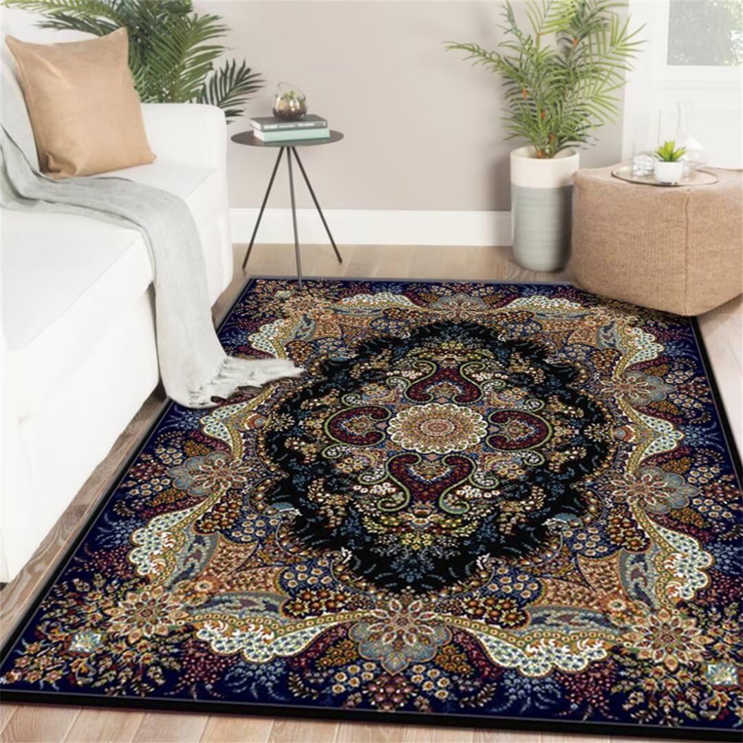 Alfombras lavables salon facil de limpiar para evitar manchas alfombra retro negra