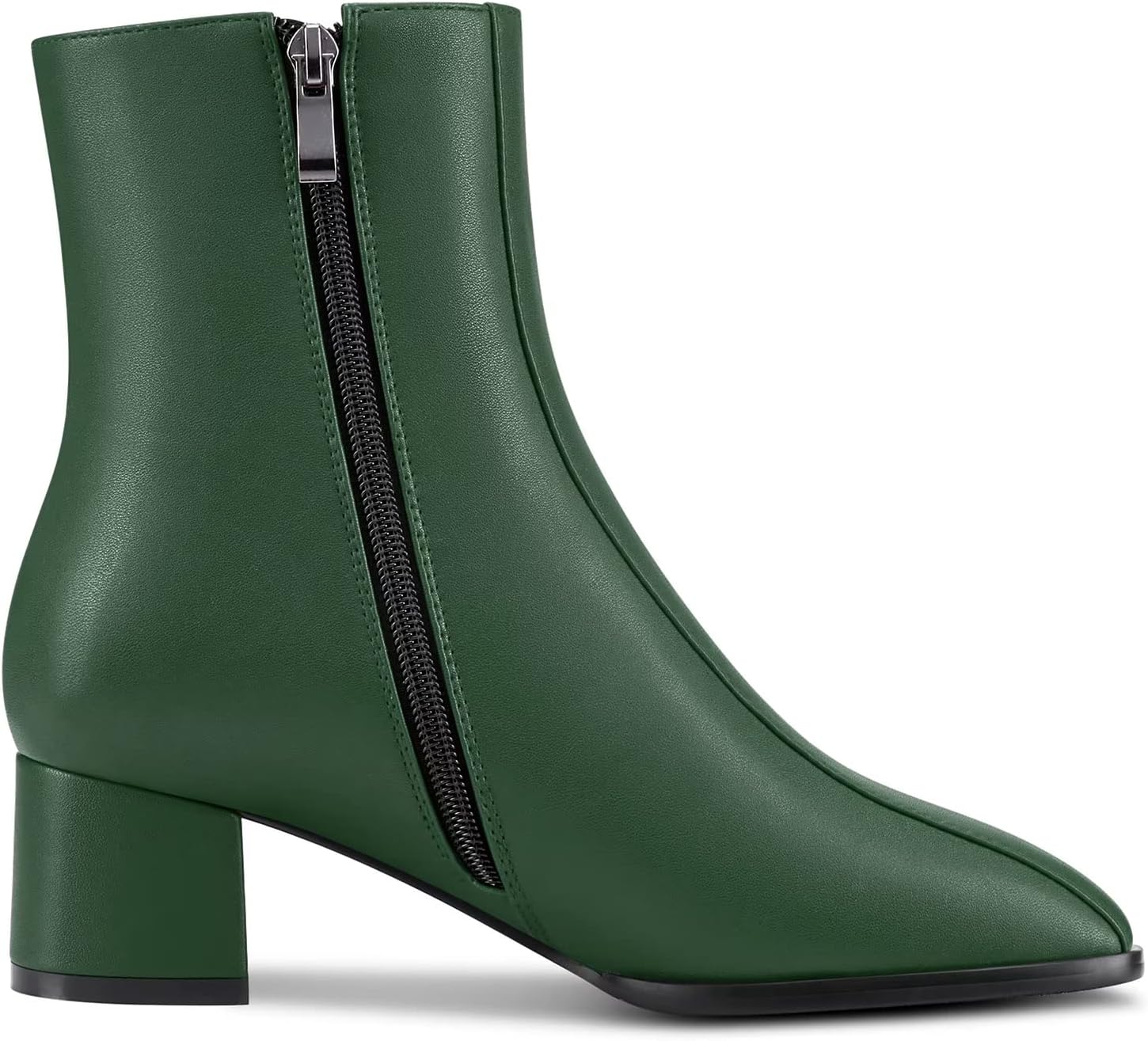 NobleOnly Women Chunky Block Low Kitten Heel Square Toe Zipper Ankle Boots Short Bootie Wedding Dress 2.0 Inches Heels