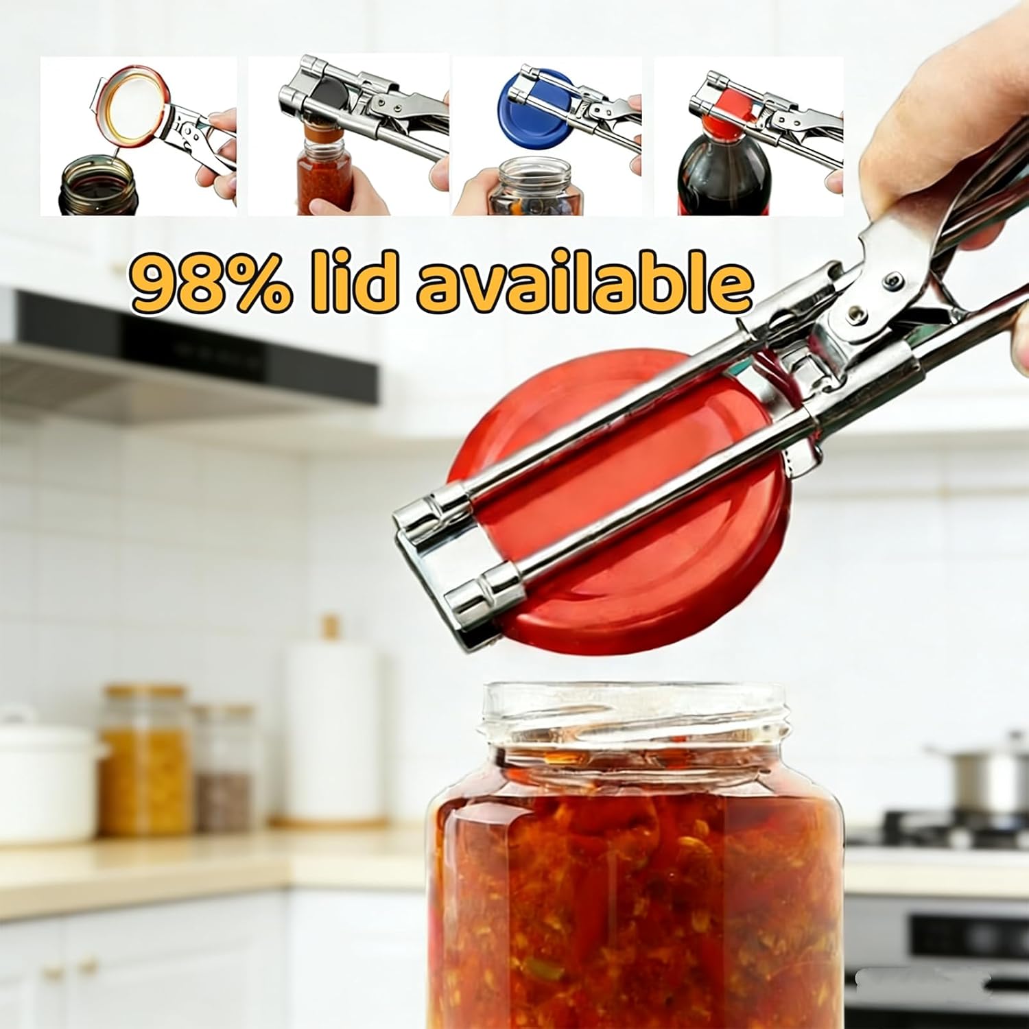 2026 New Adjustable Manual Stainless Steel Jar Opener for Weak Hands, Multifunctional Kitchen Gripper Tight Lid Bottle & Can Opener with Easy-Twist Upgrade (2)