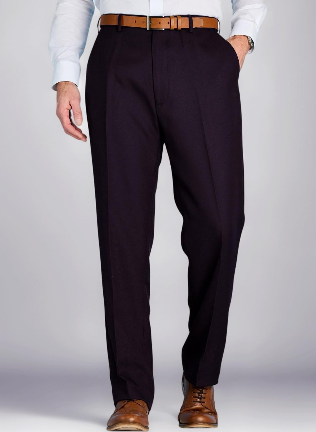 Men's Stretch Waist Formal Smart Work Trousers Elasticated Waist