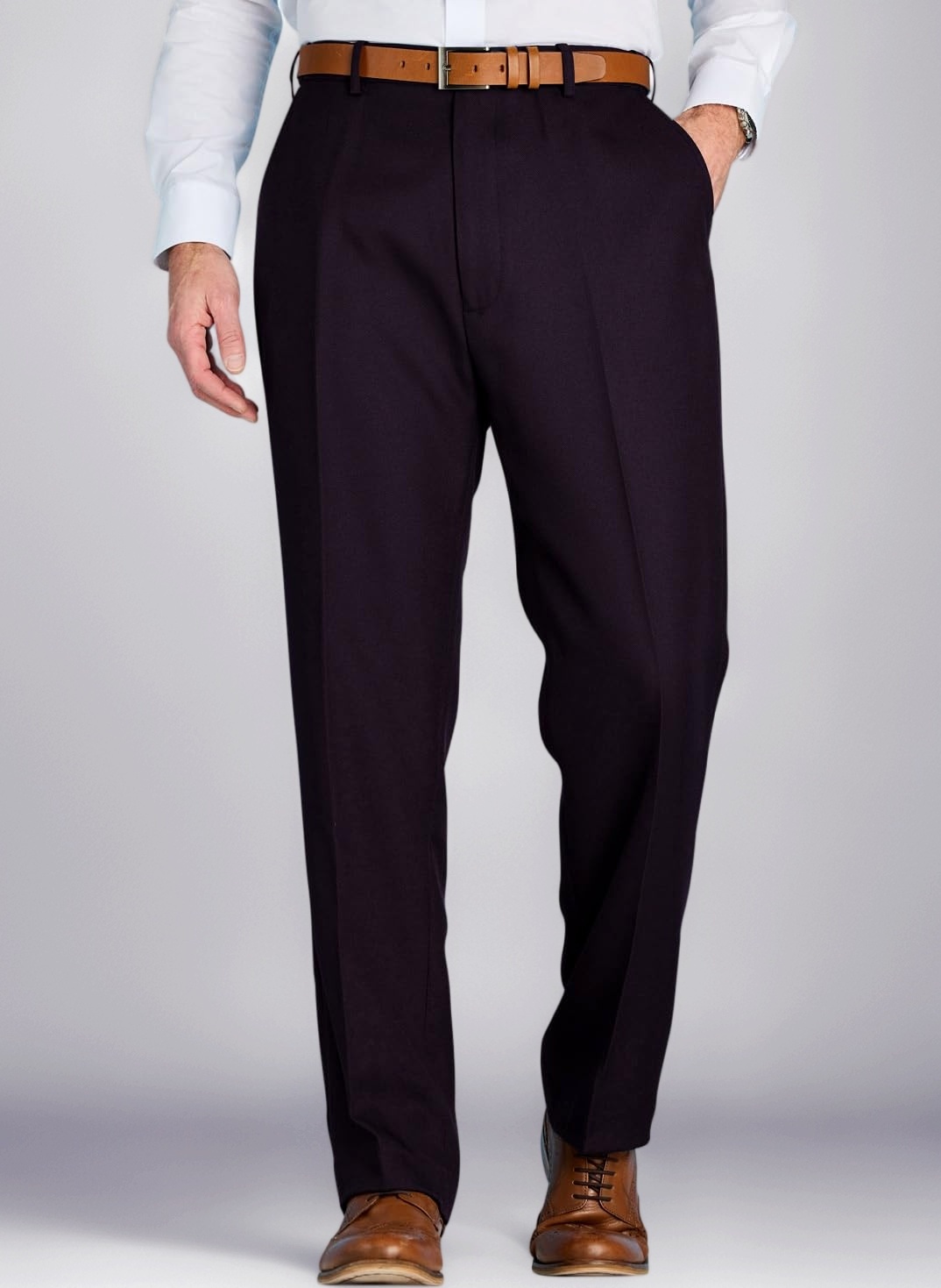 Men's Stretch Waist Formal Smart Work Trousers Elasticated Waist