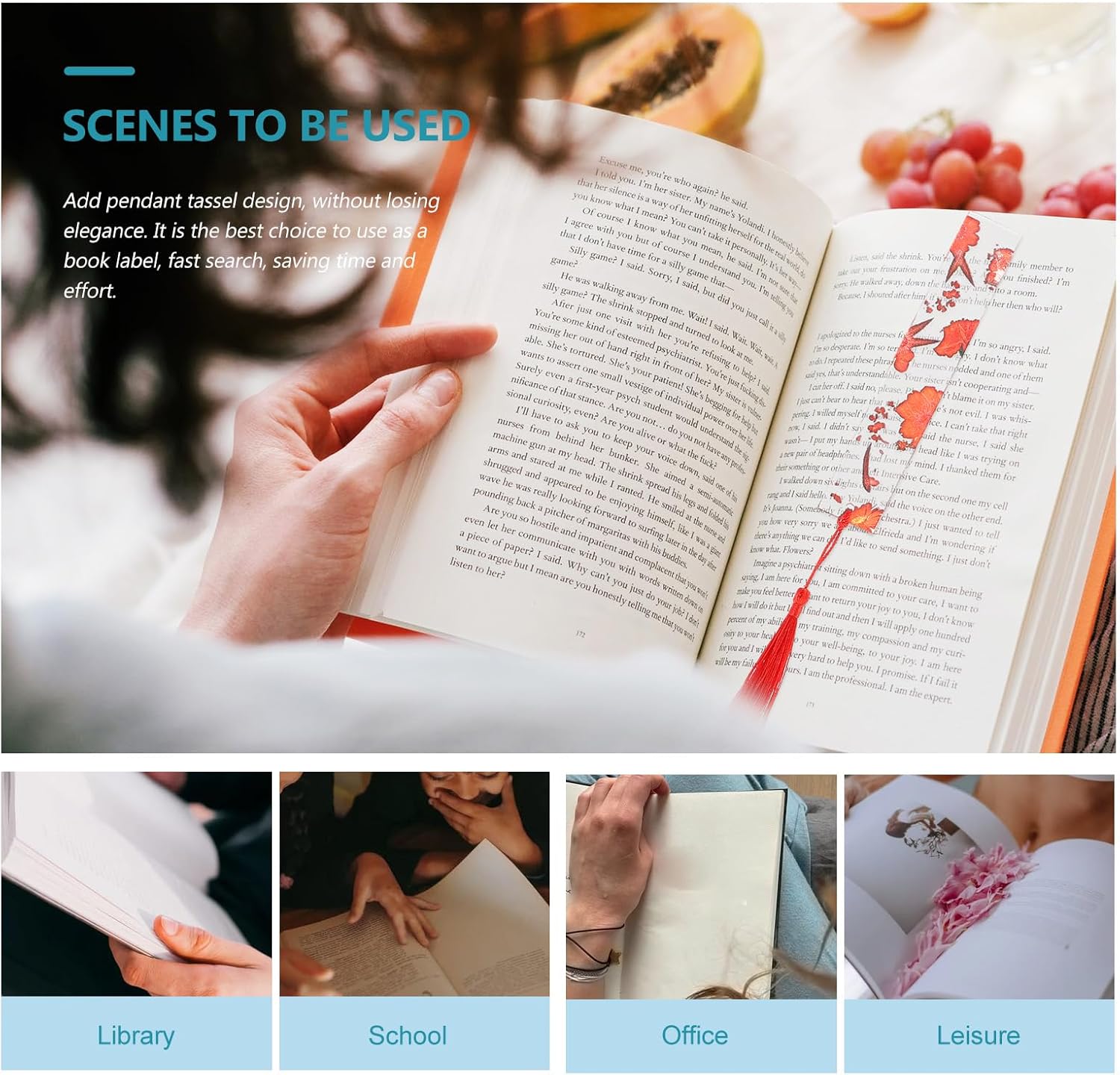 6 Pack Flower Acrylic Bookmarks, Transparent Floral Bookmarks for Women Cute Floral Bookmarks with Colorful Tassels for Women Teacher Kids Book Lovers Covers and Book Accessories - Image 6