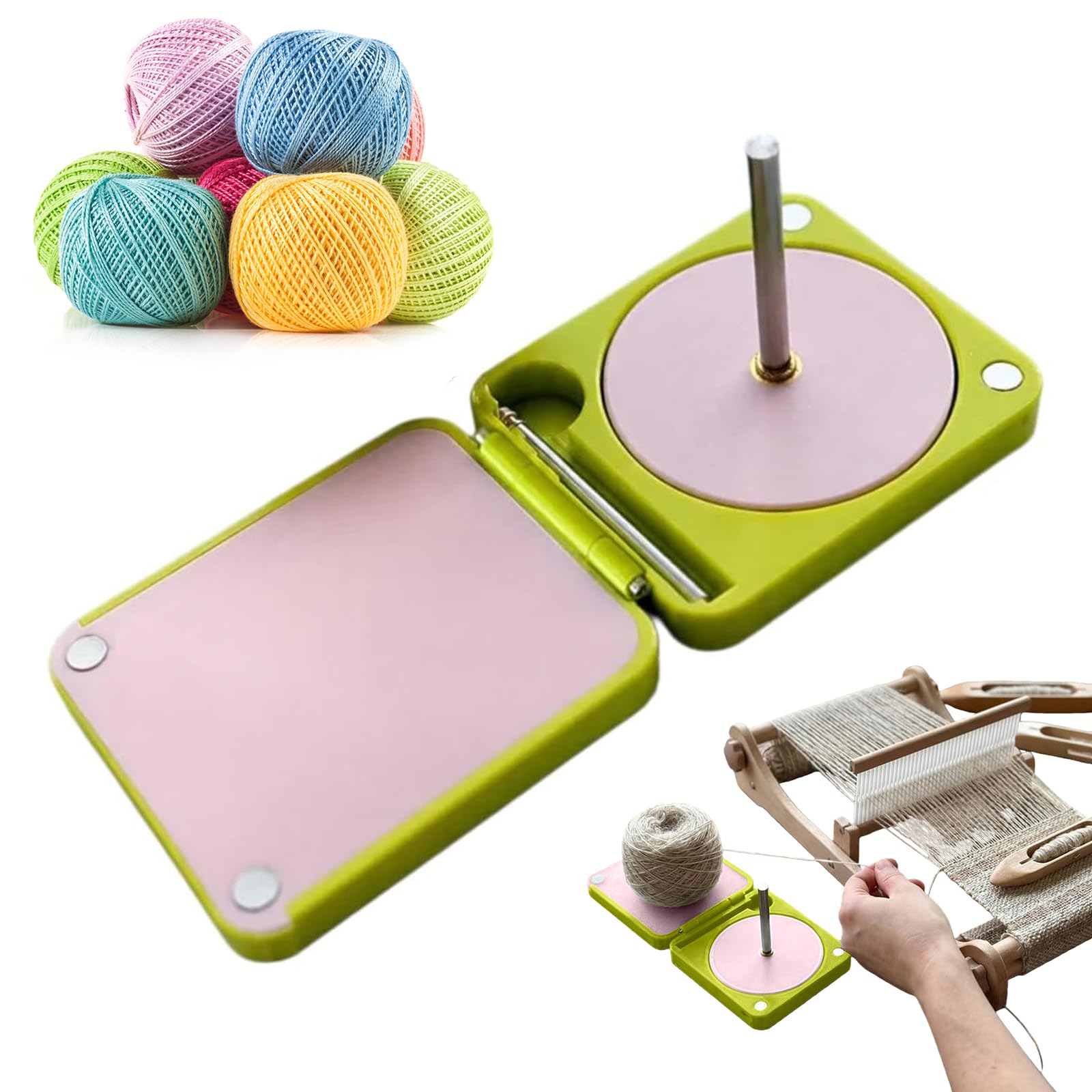 Portable Yarn Holder for Crochet & Knitting, 2026 New Rotating Double Yarn Spinner Dispenser Box, Foldable Travel Yarn Dispenser for Women Beginners Knitters Crocheters Gifts