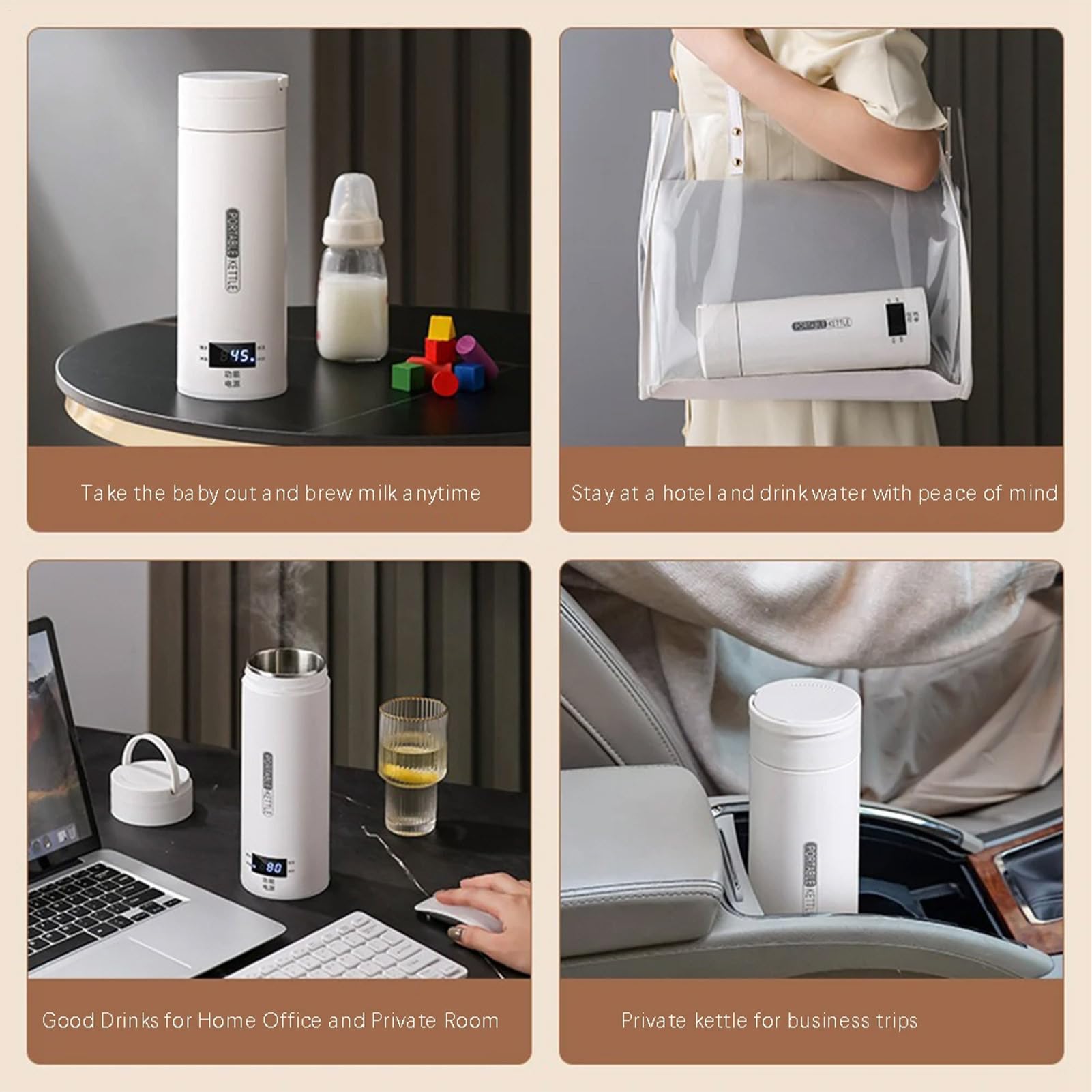 Taza De Viaje Calentador Inteligente Para Coche - Calentador Eléctrico | Universal 12 Voltios Con Pantalla Digital | Vaso De Café De Temperatura Ajustable, Calentador De Fórmula Para Bebé, Calentado