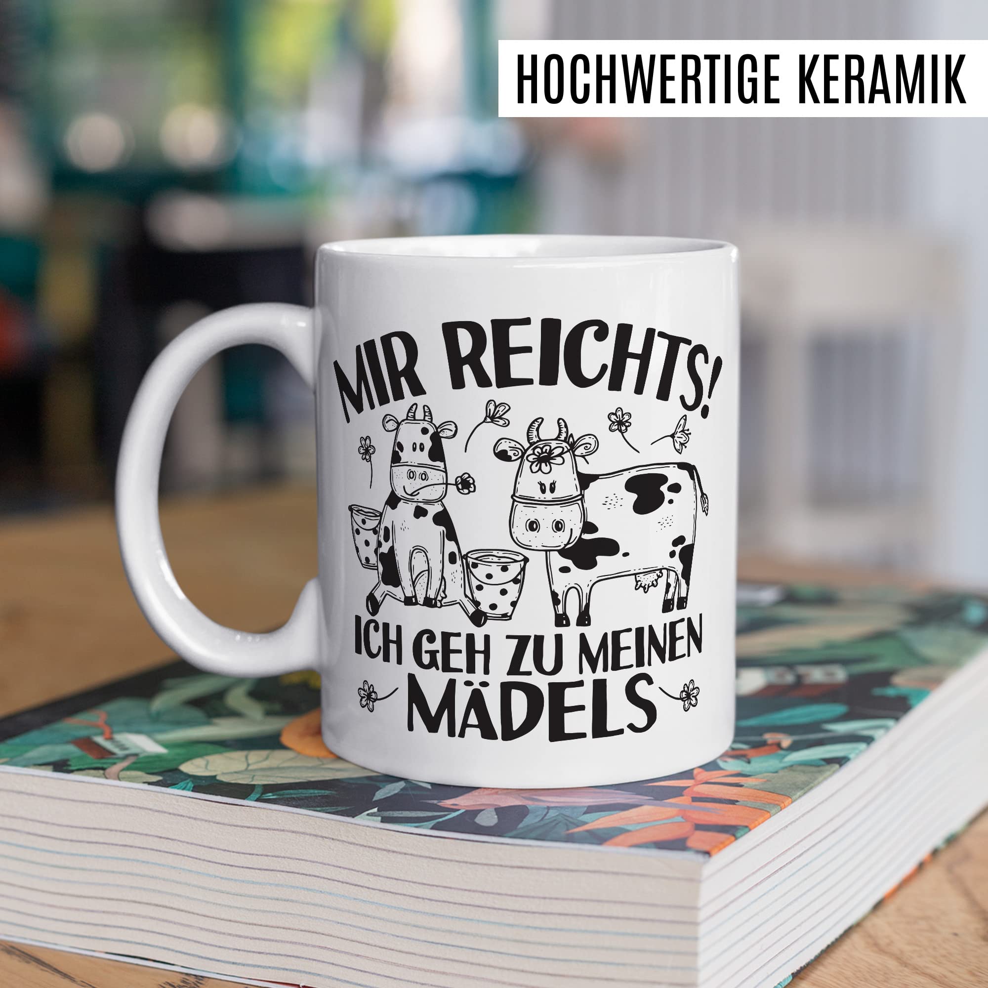 Tazza di mucche con scritta divertente mucca, tazza da caffè per ragazze contadine, tazza per caffè di bestiame, tazza per umorismo, fattoria, allevatore di animali, agricoltura (bianco/verde