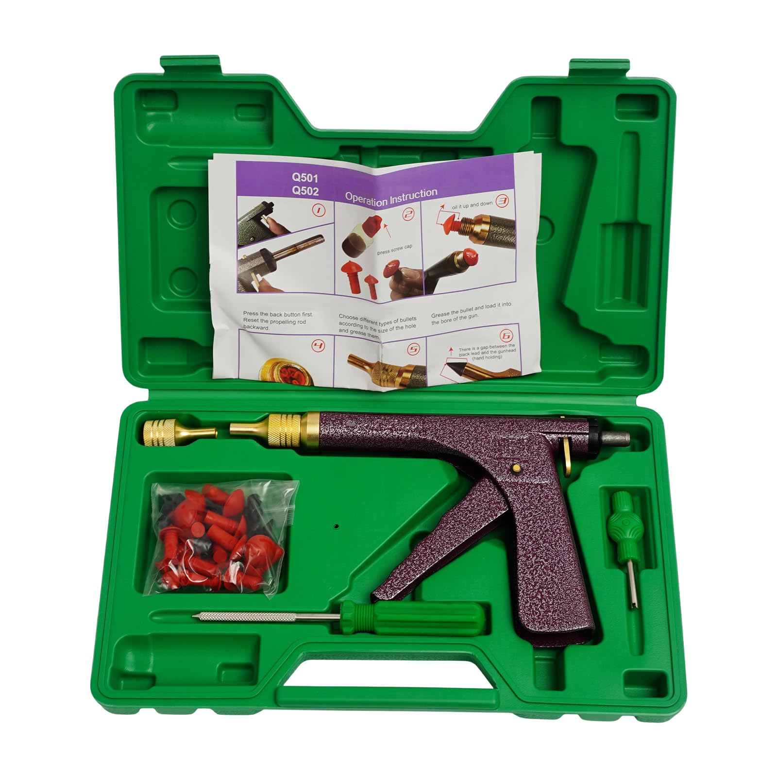 Kit Riparazione Pneumatico Tubeless 16 Pz Pistola a Punta senza Smontare per Auto Strumento Riparazione Creving Moto Scooter con Cassetta degli Strumenti, Kit Urgente per Pneumatici senza