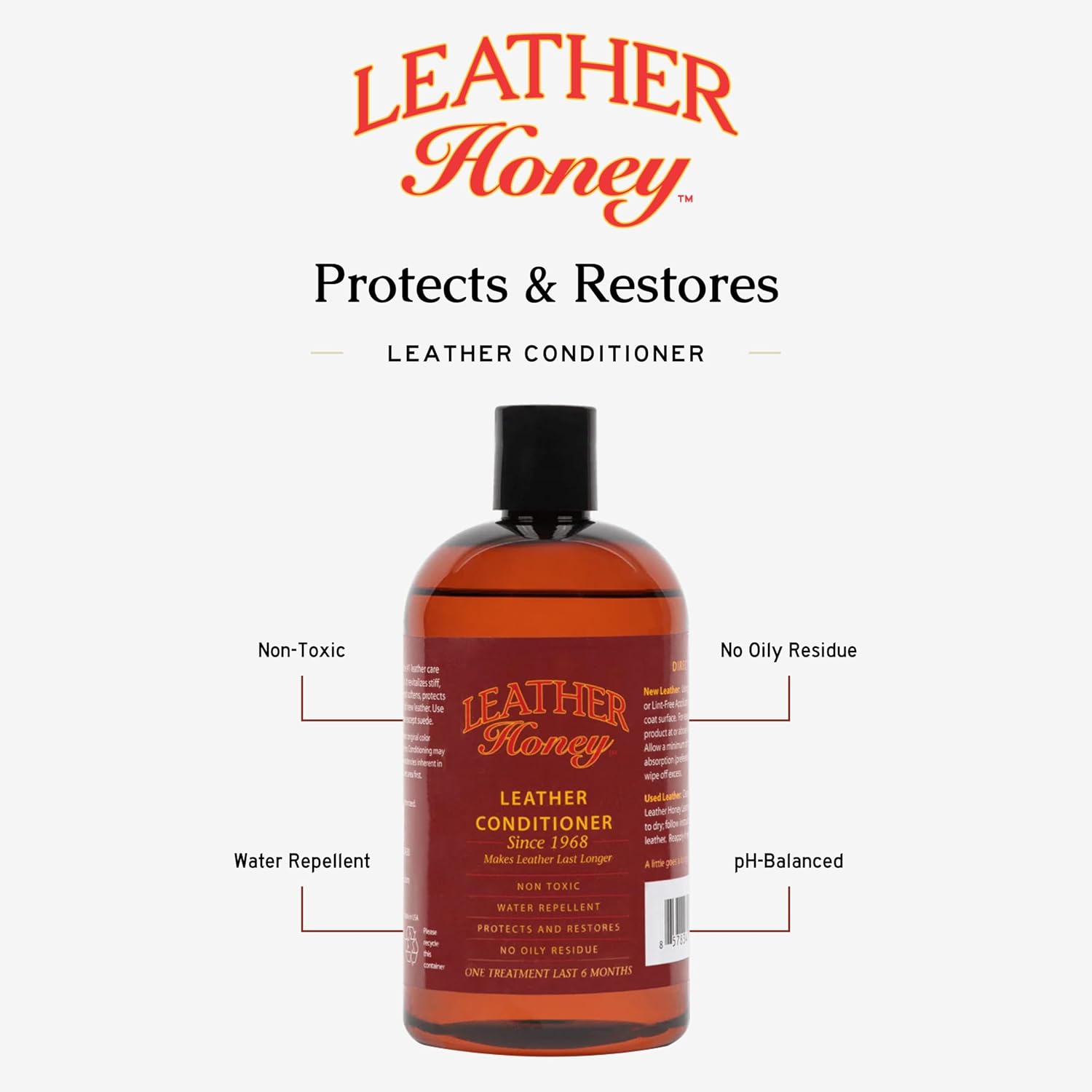 Leather Honey Leather Conditioner, Non-Toxic & Made in The USA Since 1968. Protect & Restore Leather Couches & Furniture, Car Interiors, Boots, Jackets, Shoes, Bags & Accessories. Safe for Any Colors - Image 3
