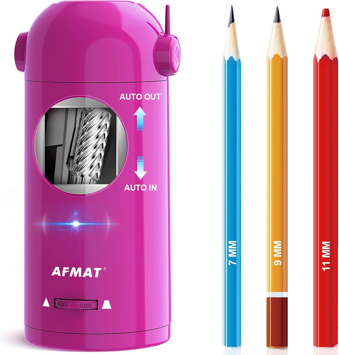 AFMAT Electric Pencil Sharpener, Fully Automatic Pencil Sharpener for Classroom, 7-11.5mm Colored/Jumbo Pencils, Robot Pencil Sharpeners for Teacher Artitist Office Home, Rechargeable & Cordless, PSX5