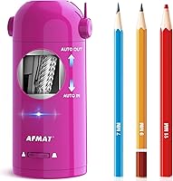 AFMAT PSX5 Electric Pencil Sharpener Pink - Fully Automatic Rechargeable for 7-11.5mm Colored Jumbo Pencils, Hands-Free Classroom Home Office