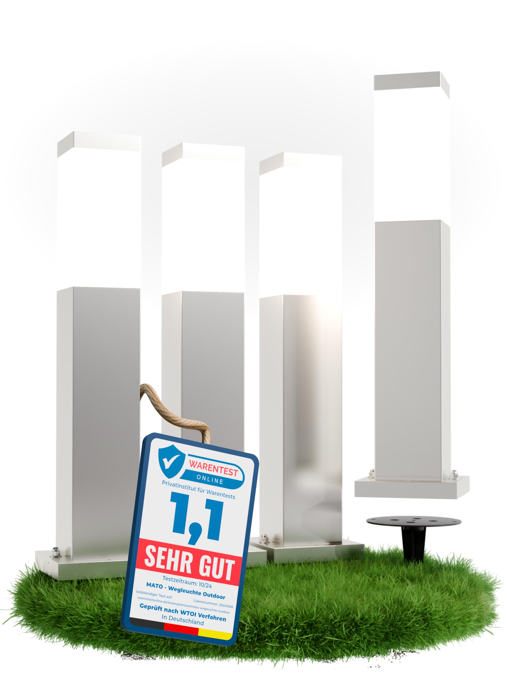 MATO Weglampe Außen Edelstahl - Pollerleuchte Mit Erdspieß IP44