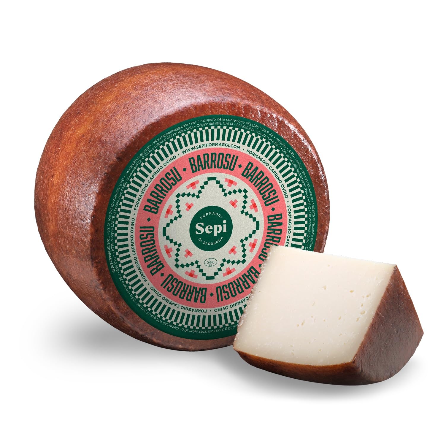 1 x 2,8 kg - Barrosu - Formaggio Misto Pecorino e Caprino - Forma Intera 2,8 kg - Prodotto a Marrubiu - Prodotto Tipico Sardo - Sepi