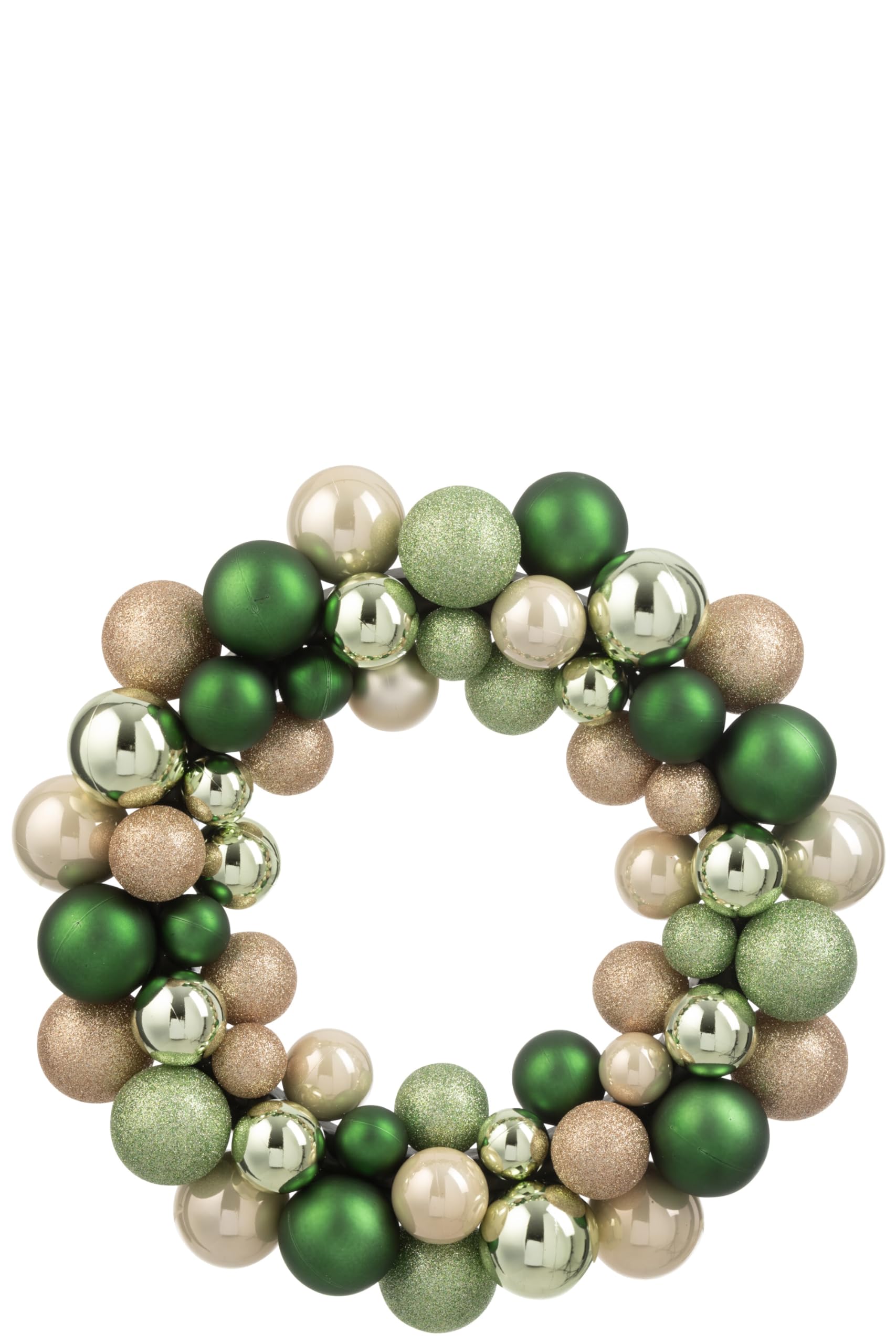 Couronne de Boules de Noël J-Line haut de gamme vert menthe et écru chic