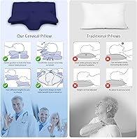 Vista 2 de Almohada cervical para el cuello para aliviar el dolor, almohadas ergonómicas de espuma viscoelástica de contorno para dormir, almohada refrescante