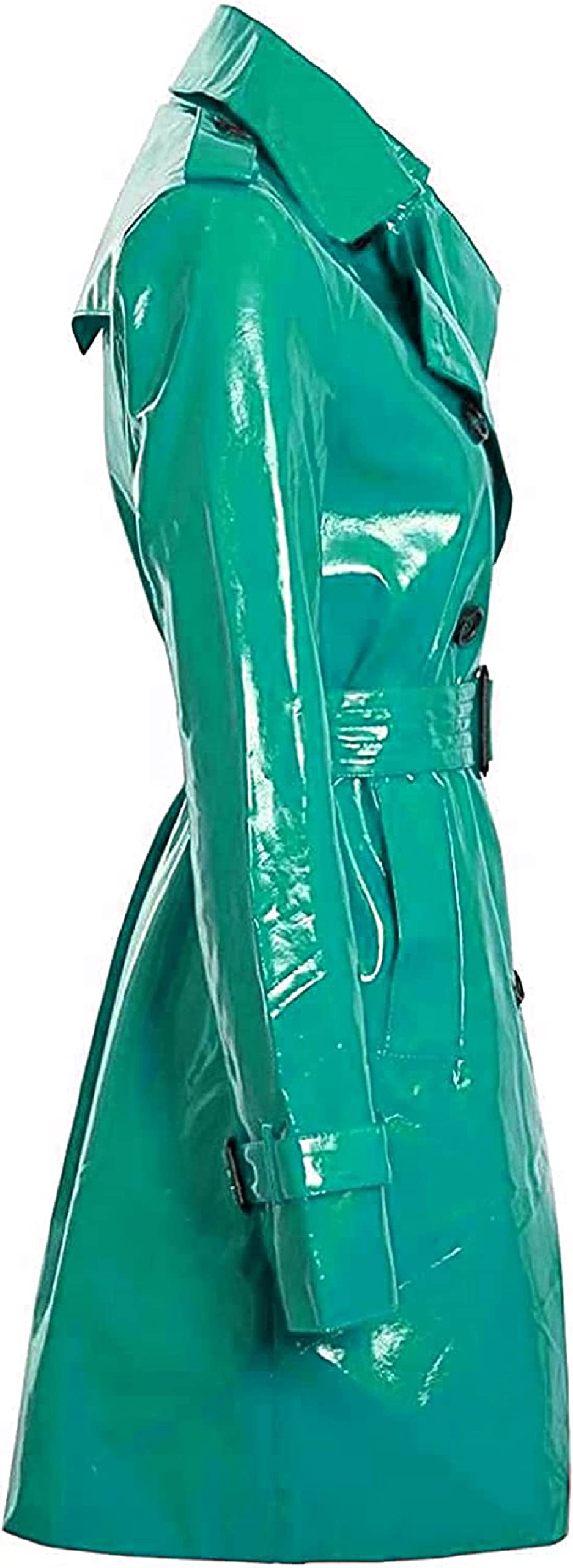 Modische Outdoor-Kleidung für Damen, Wet-Look, glänzend, Regenmantel, PVC-Leder, Trenchcoat