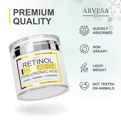 Miniatura 6 de Crema de retinol para la cara, hidratante facial con colágeno y ácido hialurónico, crema hidratante para mujeres y hombres, hidratante