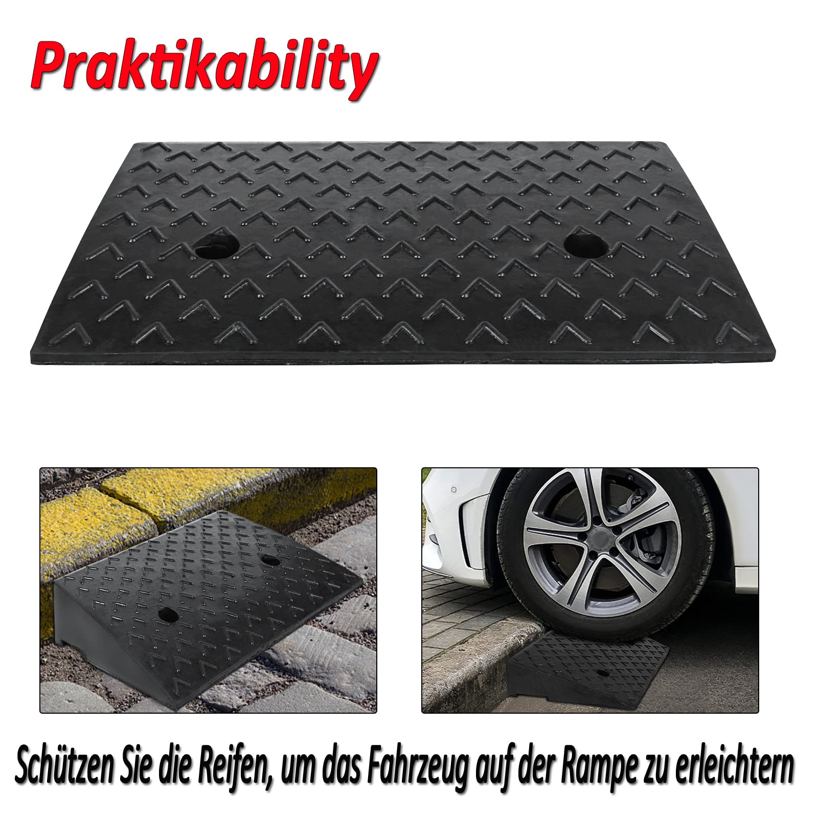 Zestaw 2 gumowych ramp do drzwi dla wózków inwalidzkich, wysokość 11 cm, rampa progowa do samochodu, wózka inwalidzkiego, motocykla, chodzika, kolor czarny