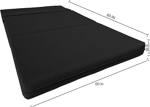 Miniatura 4 de D&D Futon Furniture Colchón plegable de espuma, tumbona para silla, sofá cama de estudio, tamaño Queen 80 x 60 x 6 pulgadas (negro)