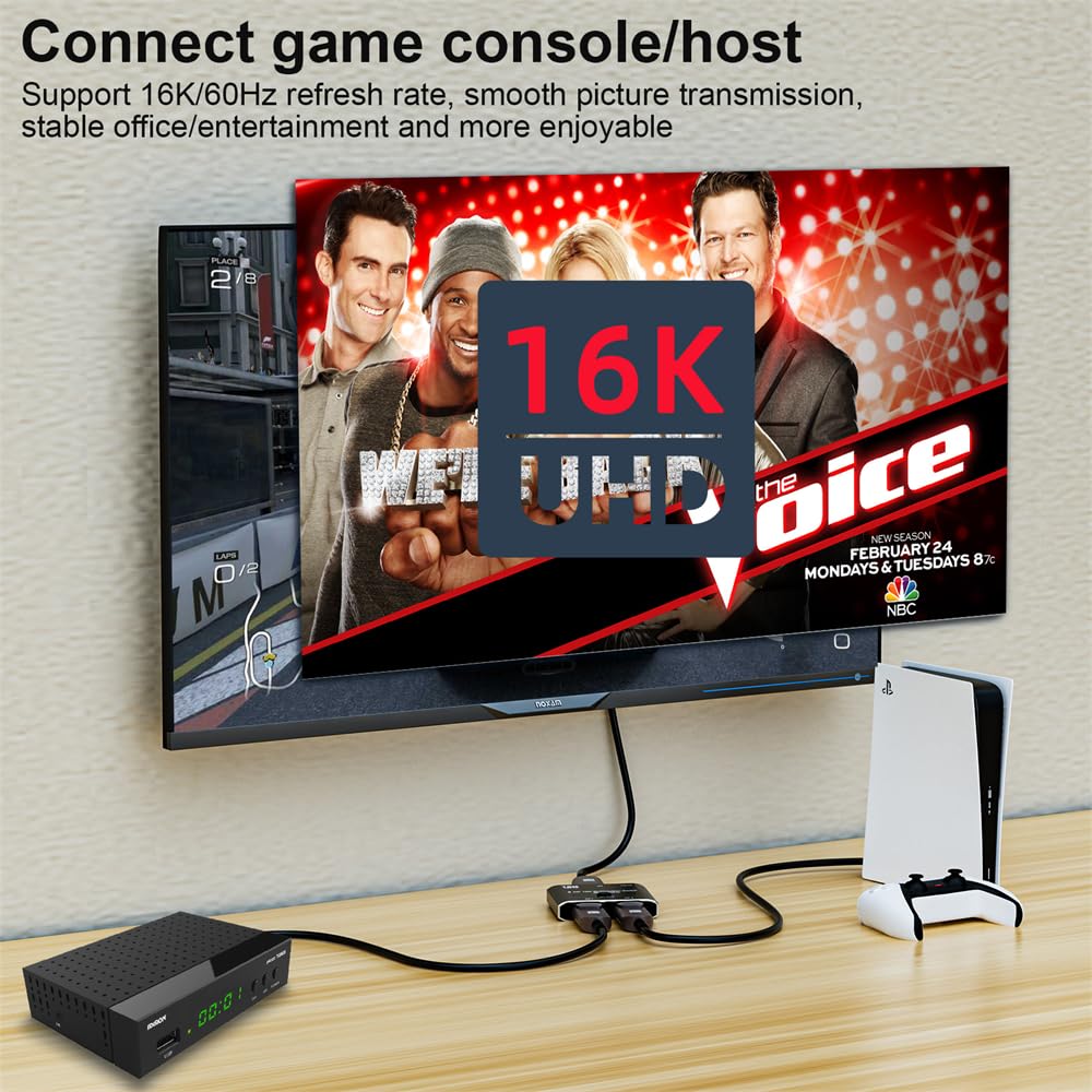 DP DisplayPort 2.0 Dwukierunkowy 2x1 Przełącznik Splitter Selector Hub Wsparcie HDCP SST Extended 16K @ 60Hz 4K @ 240Hz Konwerter
