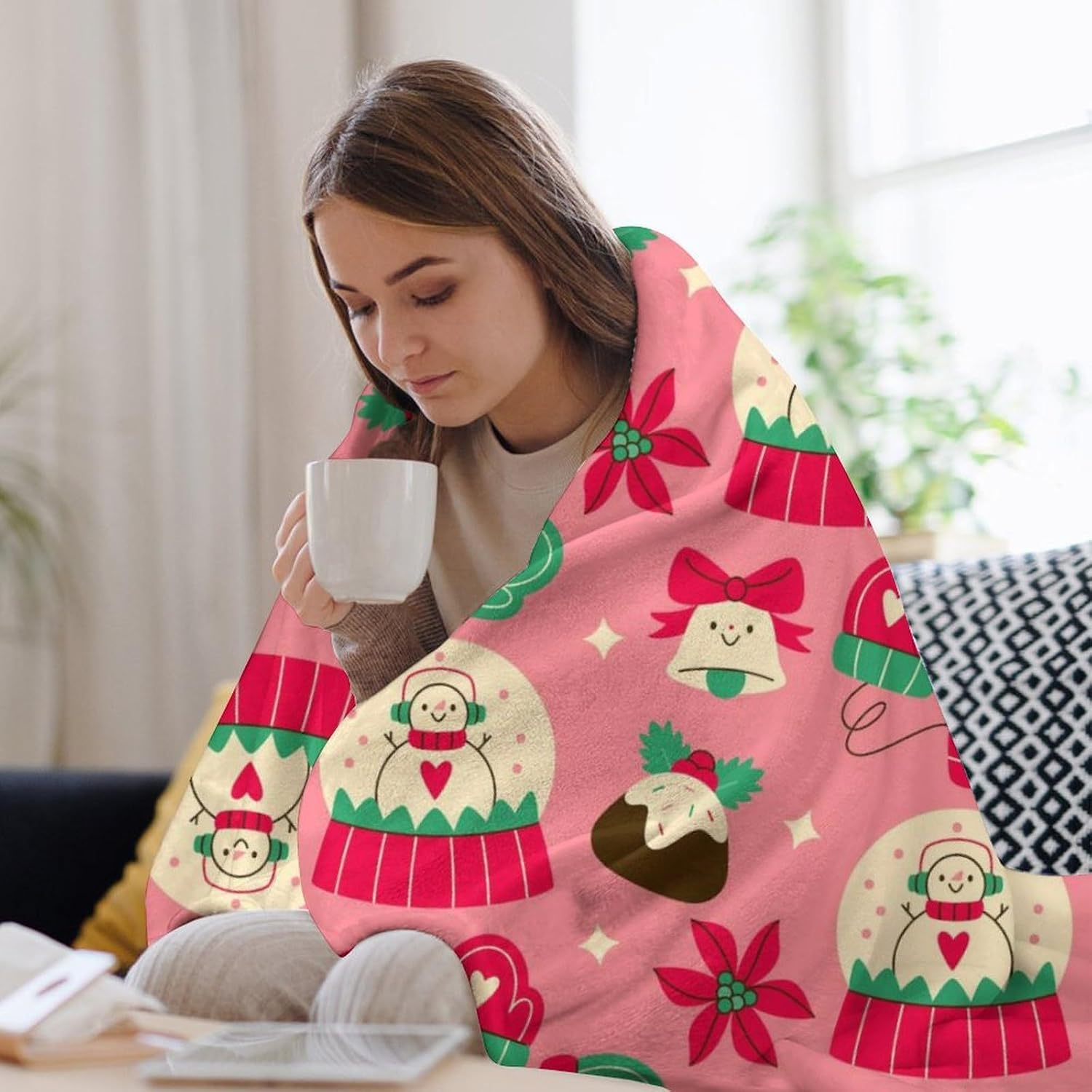 Christmas Printed Blanket Super Soft Flannel Fleece Cozy Blankets for Bed,Sofa,Couch,Gifts for Women Men,Camping and Travel Warm Fuzzy Blanket for All Season (Snowman, 50" x60)