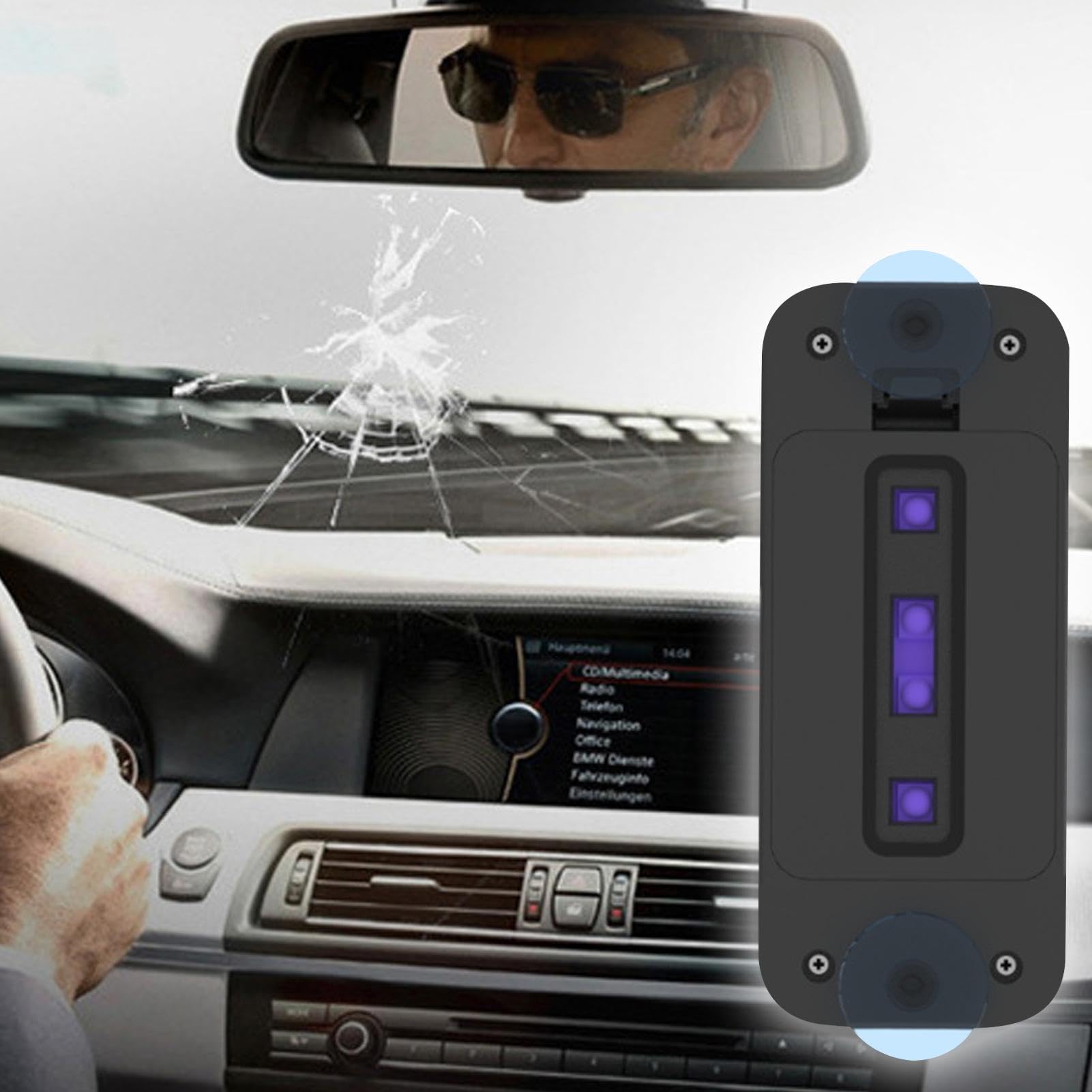 Lampada Polimerizzante UV Per Riparazione Parabrezza Auto - Con Ventose, 365 Nm, Compatta - Foto 6