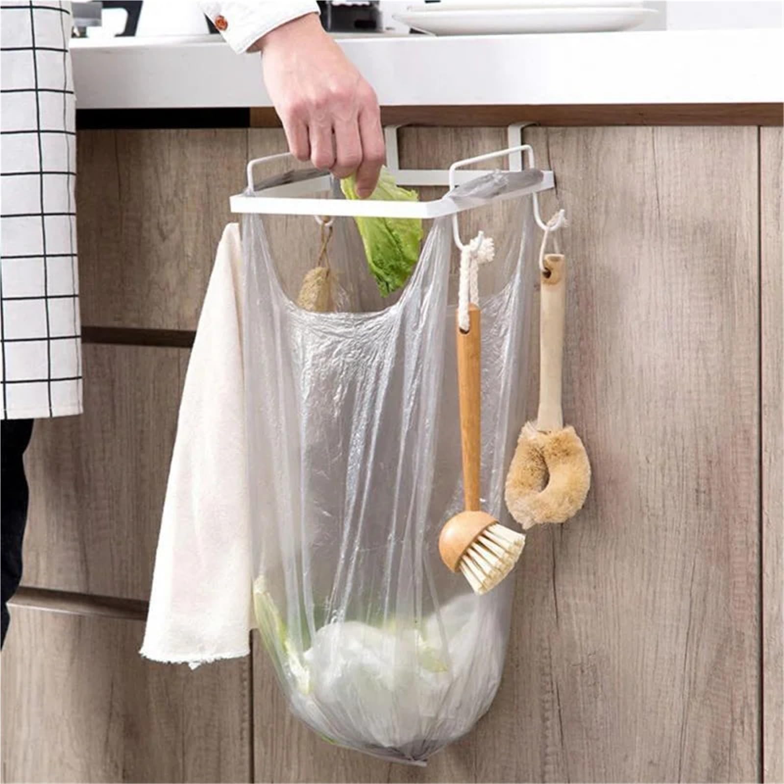 2 pz Sacchetti della Spazzatura In Metallo Cremagliera Della Spazzatura Armadio Da Cucina Appeso Sacchetto Dei Rifiuti Supporto di Immagazzinaggio Staffa di Immondizia Sacco Della Spazzatura Telaio di