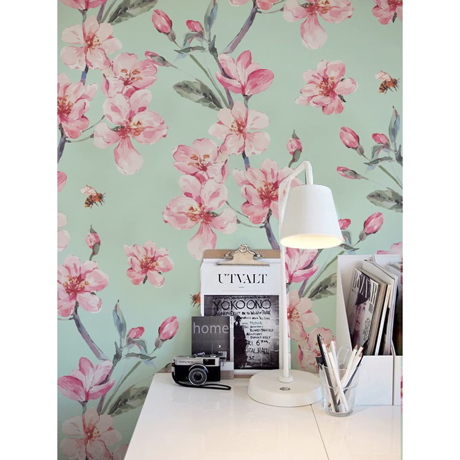 Papier peint fleurs japon Coloray 312x219 cm mural auto-adhésif