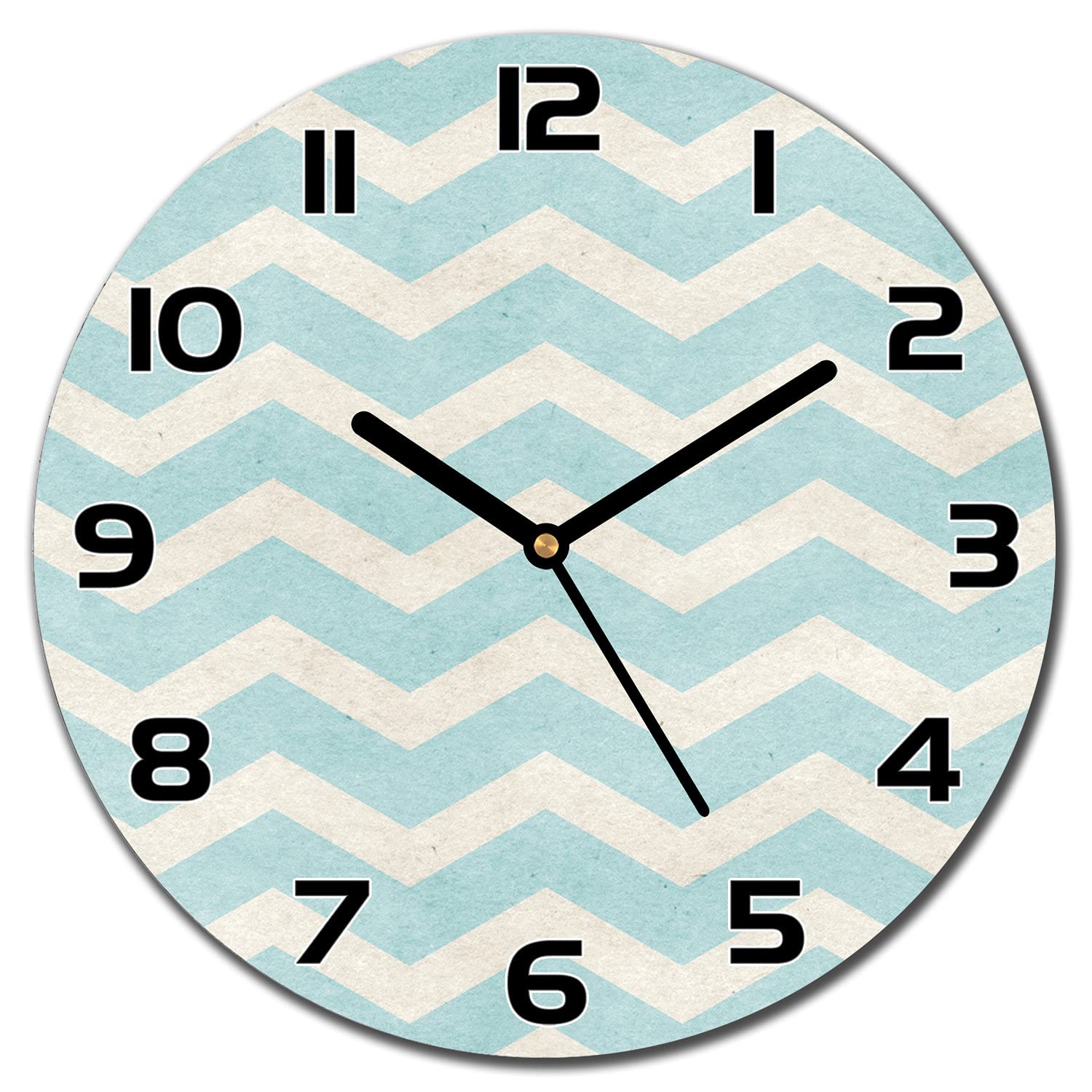 Horloge en Verre 30 cm Impression Moderne Zigzag Horloge Murale Salon