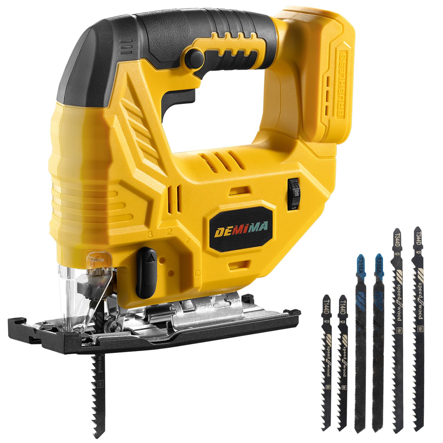 Cordless Jig Saw for De-Walt 20V Battery, 7 Speed Variable ​​Up to 3200RPM, LED Light, 45° Bevel Cuts, 3 Orbital Motions, with Jig Saw Blade for