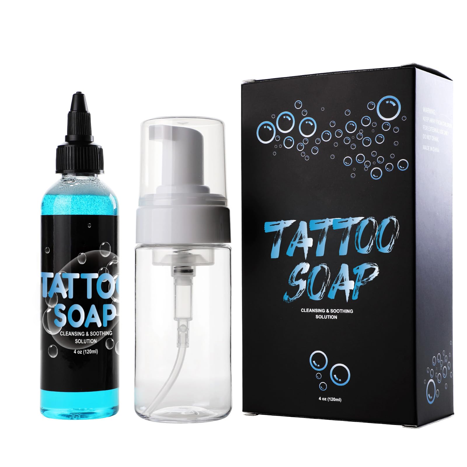 STIGMA Tattoo Soap 4OZ with Foaming Bottle 100ml Highly Concentrated Soap Blue Cleaning Soothing Healing Solution TS301-4OZ-3A