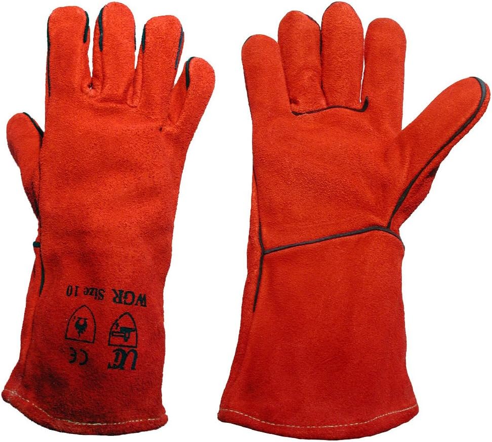 Ultimate Industrial WGR - SIZE MENS WGR Standard Welding Gauntlet, Single Pair, Size 10/Large, Red