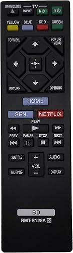 Replace RMT-B126A Remote Control for Sony Blu-Ray DVD Player BDP-S3200 BDP-S5200 BDP-S5200/D