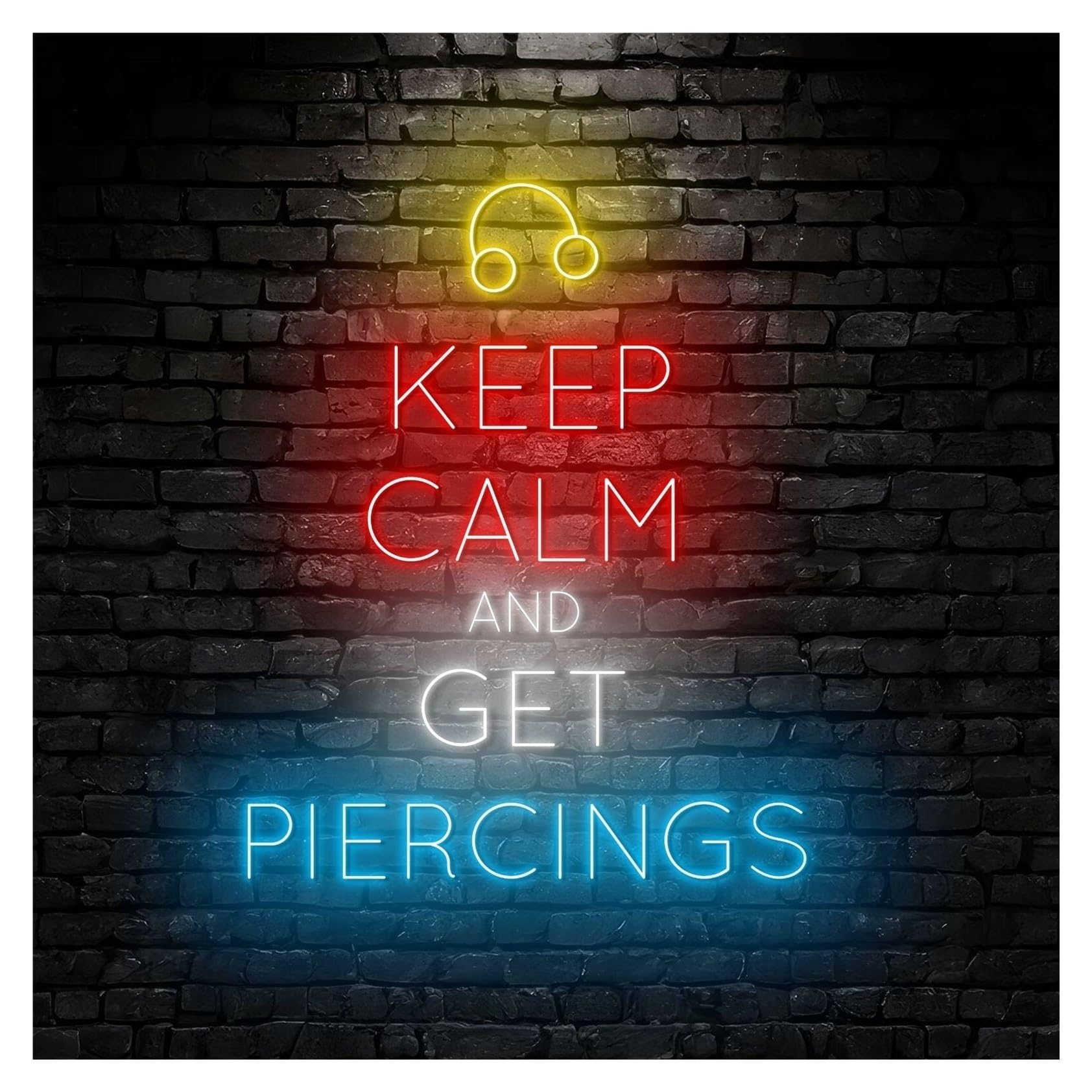 Hanging Art Neon Signs Keep Calm And Get Piercings Neon Sign LED Light For Piercing Studio Tattoo Stores Salon Ear Body Shop Wall Decor 58cm